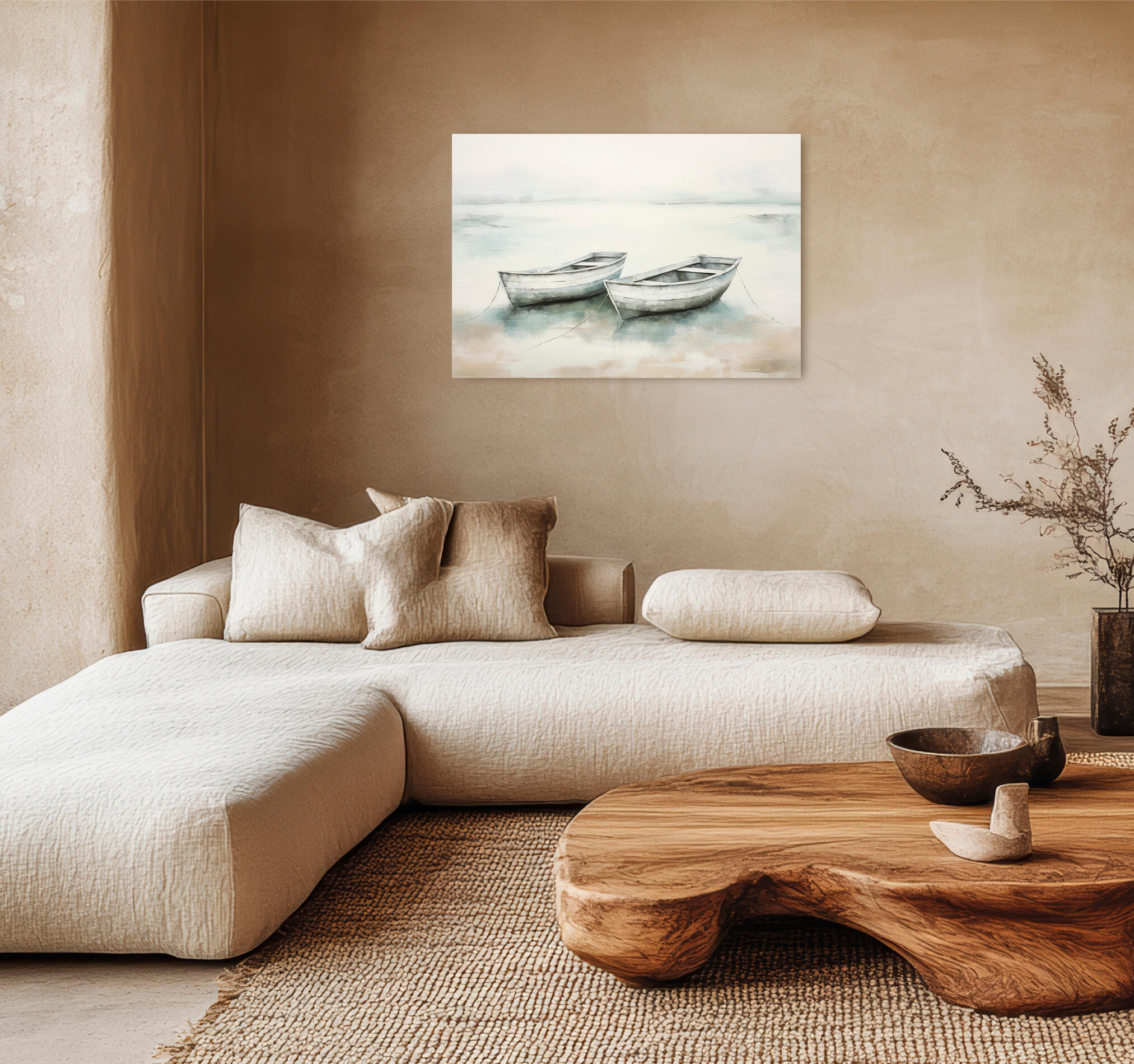 Cuadro impreso sin marco 2 barcas acuarela 70 x 100 cm