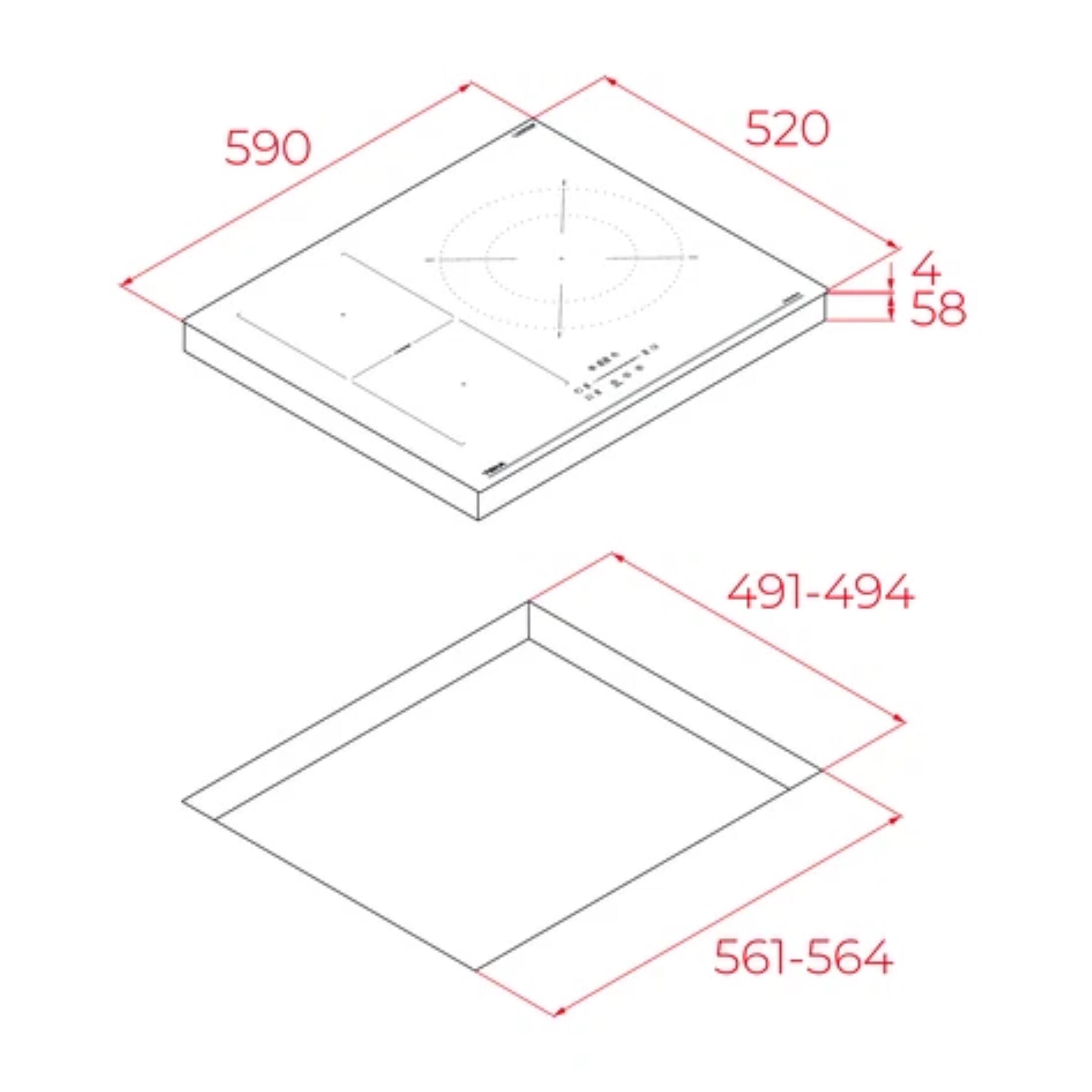 Placa de inducción TEKA IBF 63210 SSM BK con 3 zonas de cocción zona grande de 28cm y zona flex 7400 W negro 60cm - 2