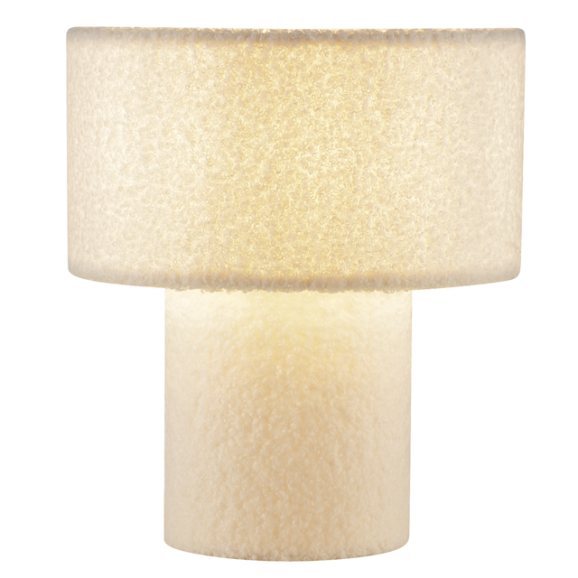Lampe Nans, tissu bouclé, beige, H.25 cm INSPIRE, E27