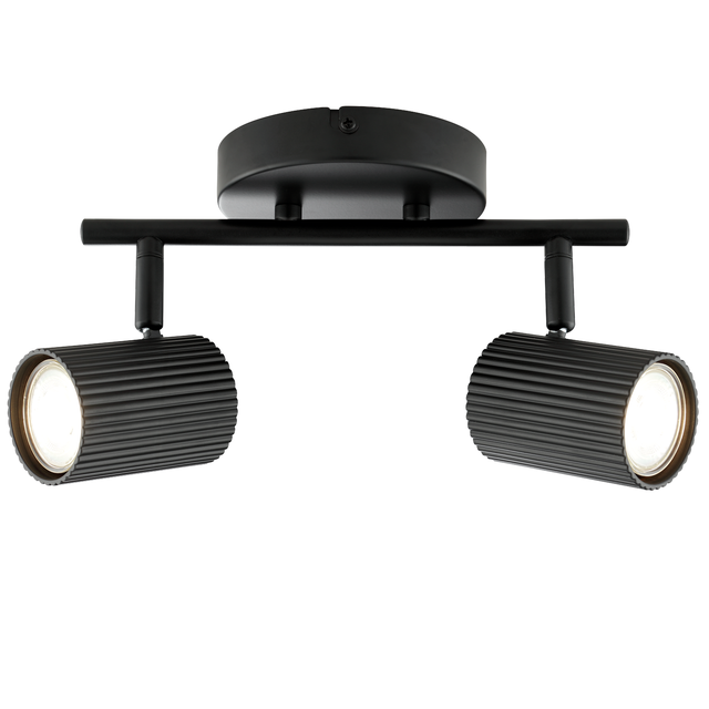 Rampe 2 spots Fabio, aluminium noir, GU10, INSPIRE