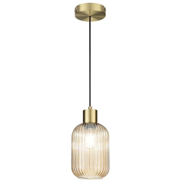 Lampadario Glamour Dipsy dorato paralume ambrato E27 Ø14cm INSPIRE