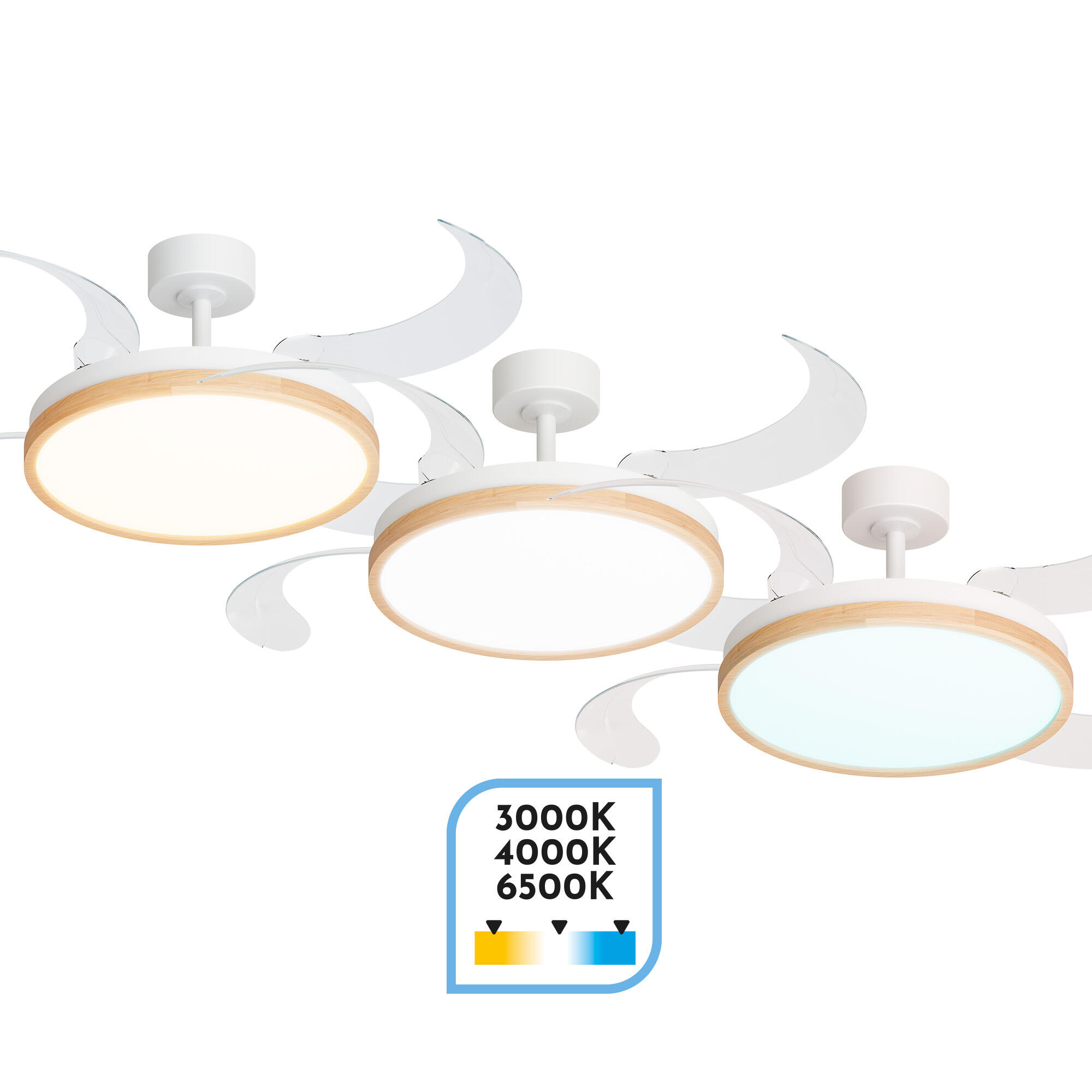 Ventilador de techo con luz silencioso DC 30W con mando ø122 cm Whira L ARTE CONFORT blanco luz CCT 4 aspas| 6 velocidades| modo verano/invierno| temporizador| brisa| recomendado de 13 a 20m² - 7