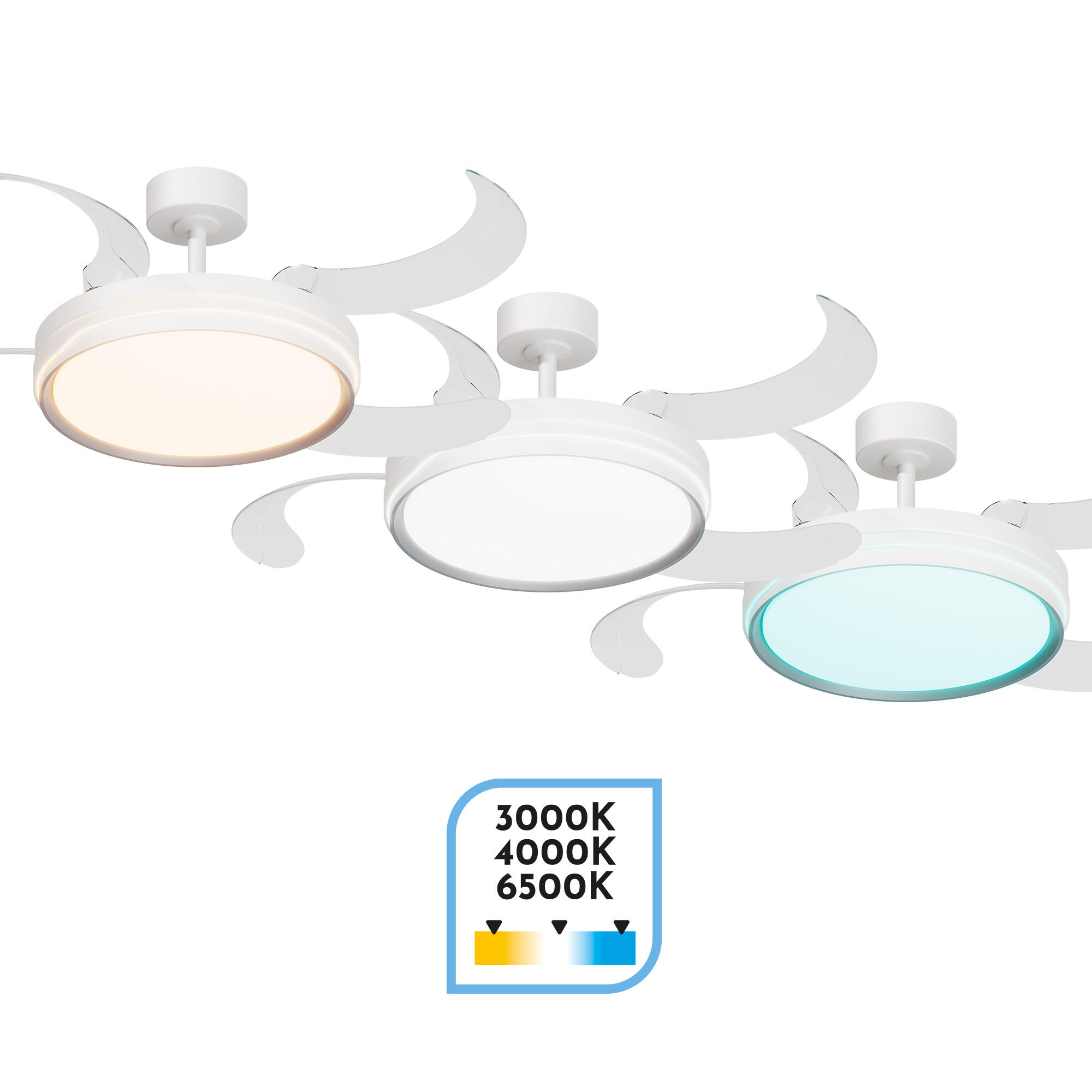 Ventilador de techo con luz silencioso DC Arte Confort Alio L blanco 122 cm - 6