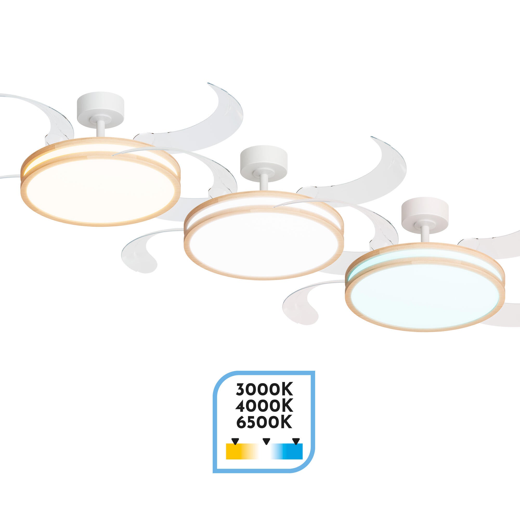 Ventilador de techo con luz silencioso DC 30W con mando ø122 cm Maca L ARTE CONFORT blanco luz CCT 4 aspas| 6 velocidades| modo verano/invierno| brisa| recomendado de 13 a 20m² - 10