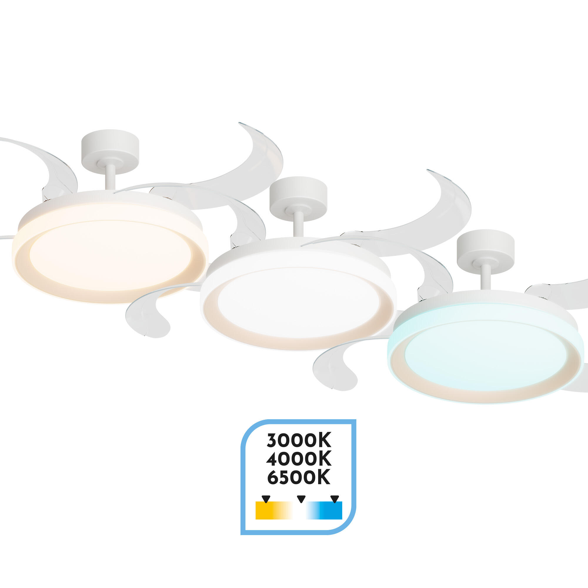 Ventilador de techo con luz silencioso DC Arte Confort Lily L blanco 122 cm - 6