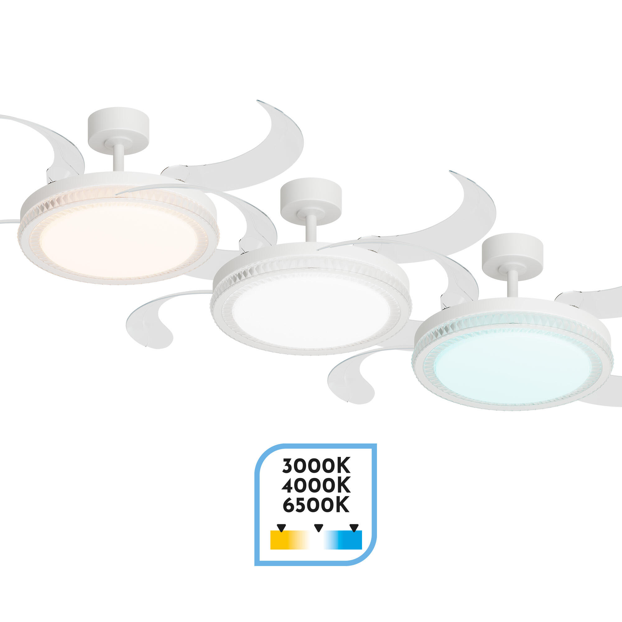 Ventilador de techo con luz silencioso DC Arte Confort Euria L blanco 122 cm - 7