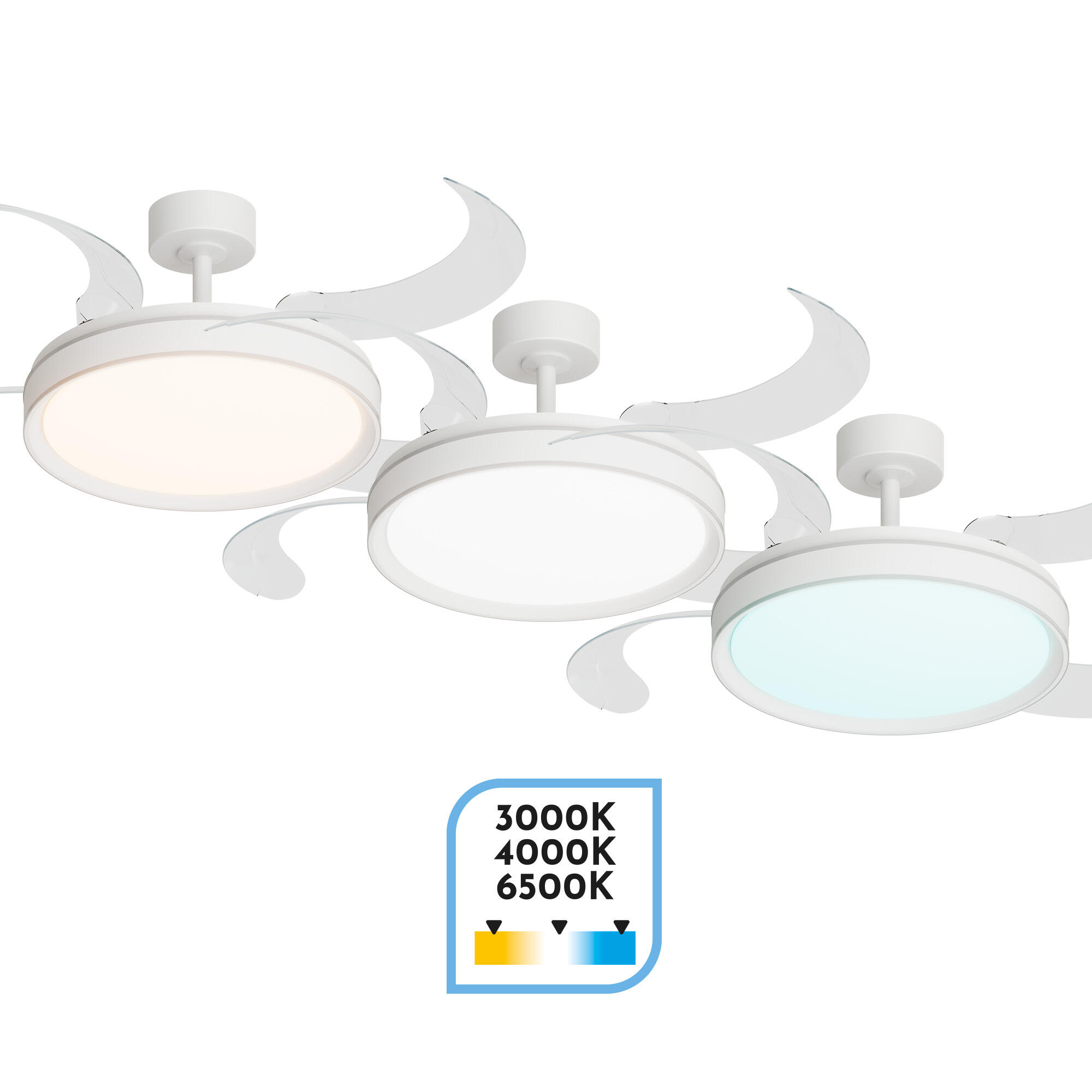 Ventilador de techo con luz silencioso DC Arte Confort Dube L Blanco/Plata blanco/gris 122 cm - 7