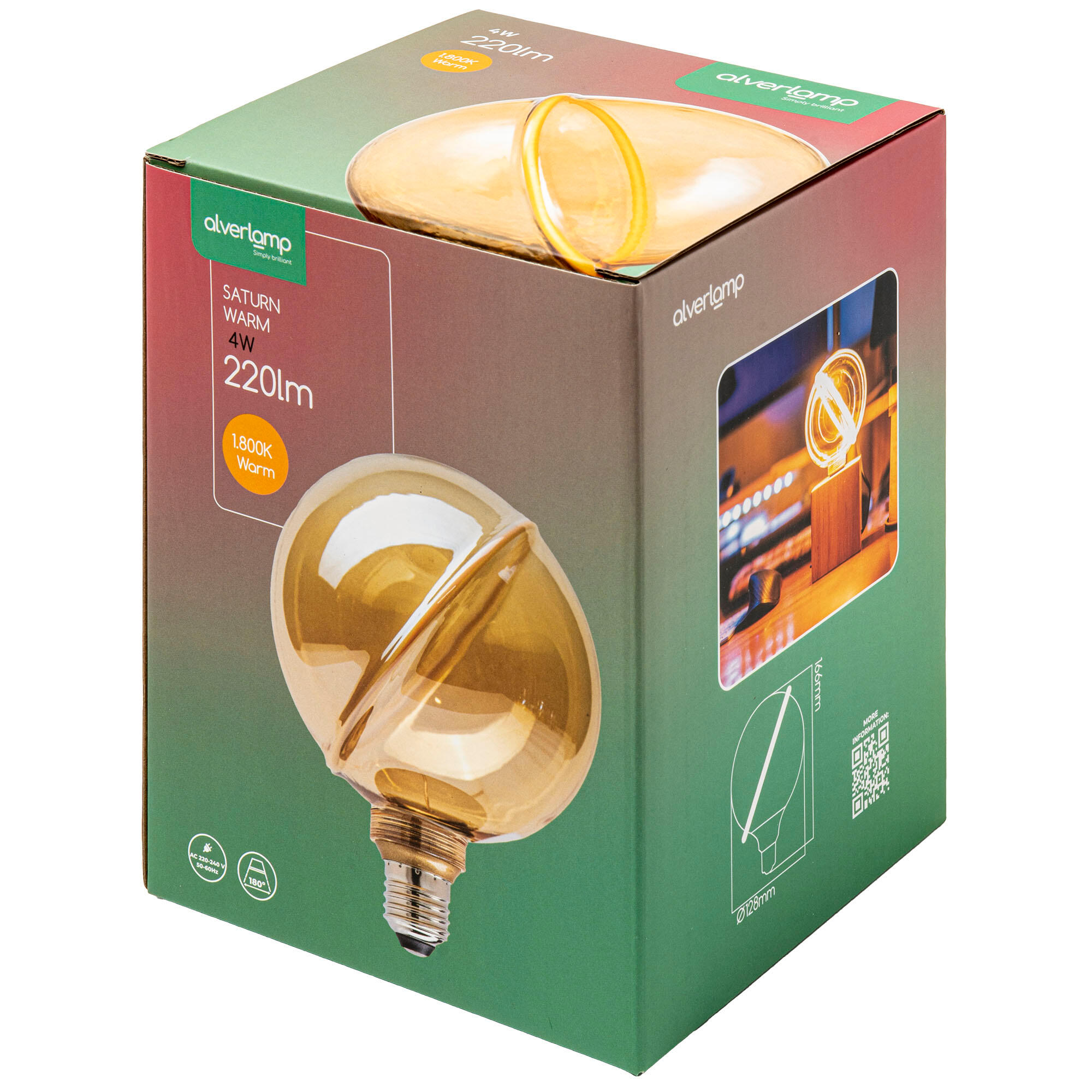 Bombilla decorativa LED E27 forma globo 220 lúmenes 4W color de la luz blanco cálido 1800K CRI 89-80 luz natural y fiel - 4