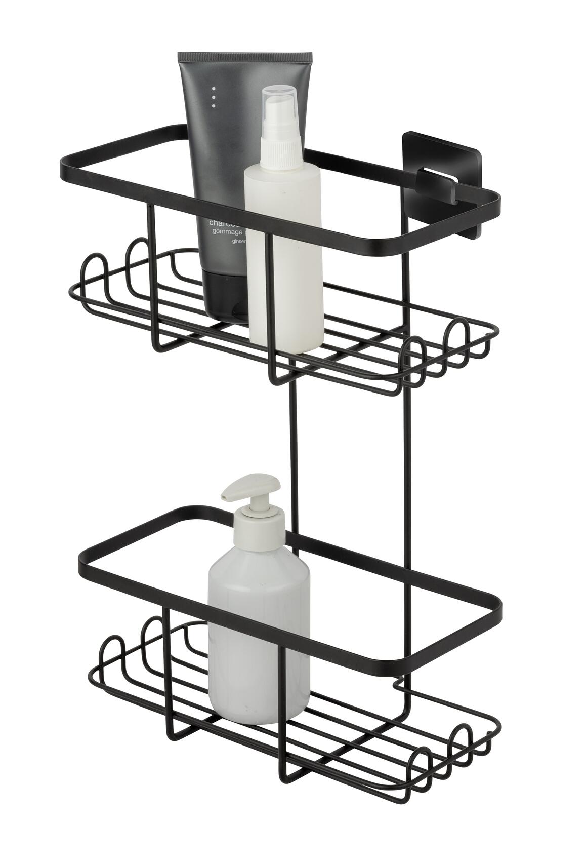 Organizador de ducha TurboLoc negro acero mate con 2 alturas para instalar 19x13.5x47.5 cm - 3