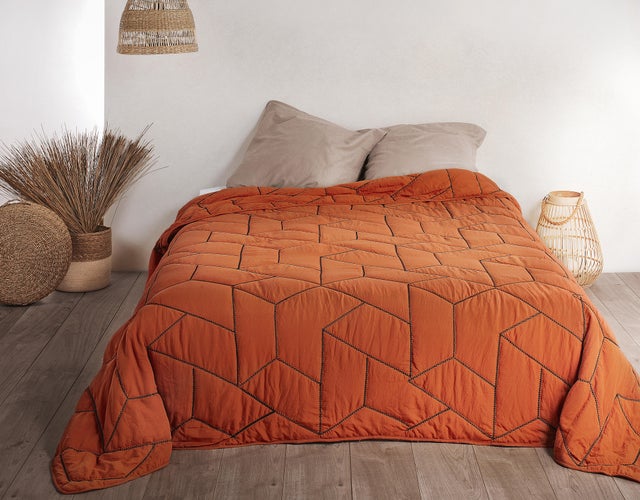 Copriletto arancio in poliestere 260 cm