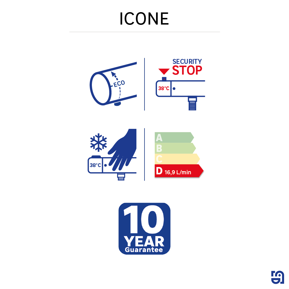 Grifo de ducha termostático SENSEA Icone cromo brillo Zamak - 9