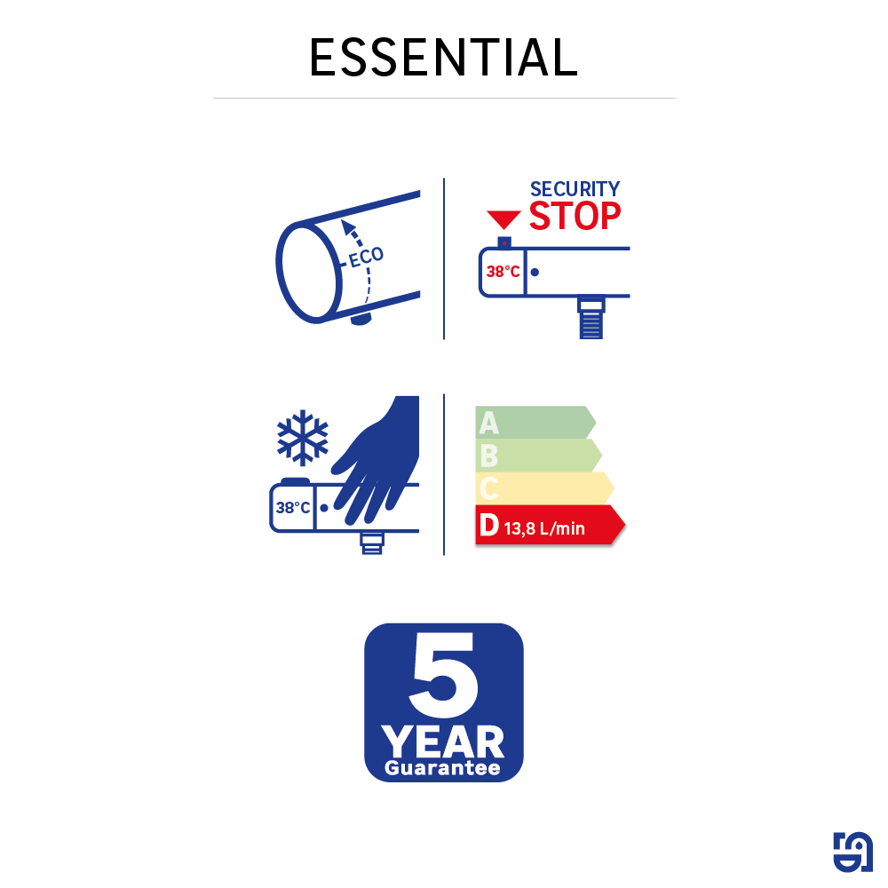 Mitigeur de douche thermostatique chrome, Essential, SENSEA - 8