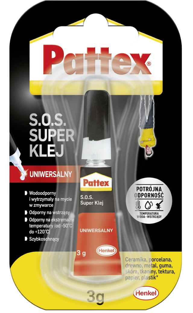 Klej błyskawiczny S.O.S. SUPER KLEJ 3 g uniwersalny PATTEX