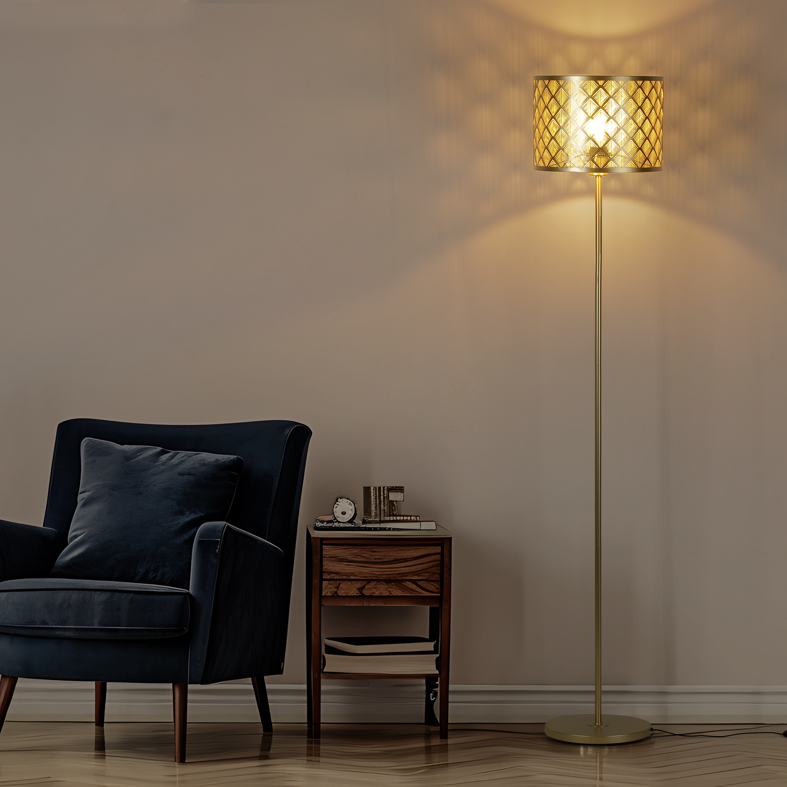 Lampadaire Galati, acier, doré,  H.157 cm INSPIRE, E27 - 5