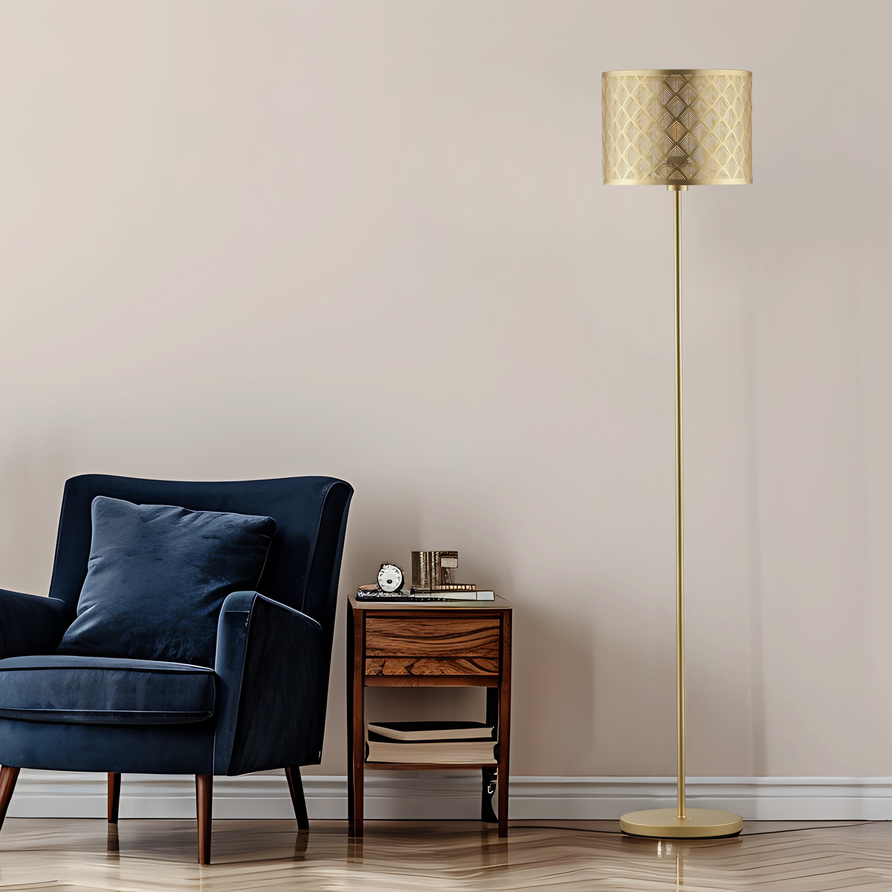 Lampadaire Galati, acier, doré,  H.157 cm INSPIRE, E27 - 4