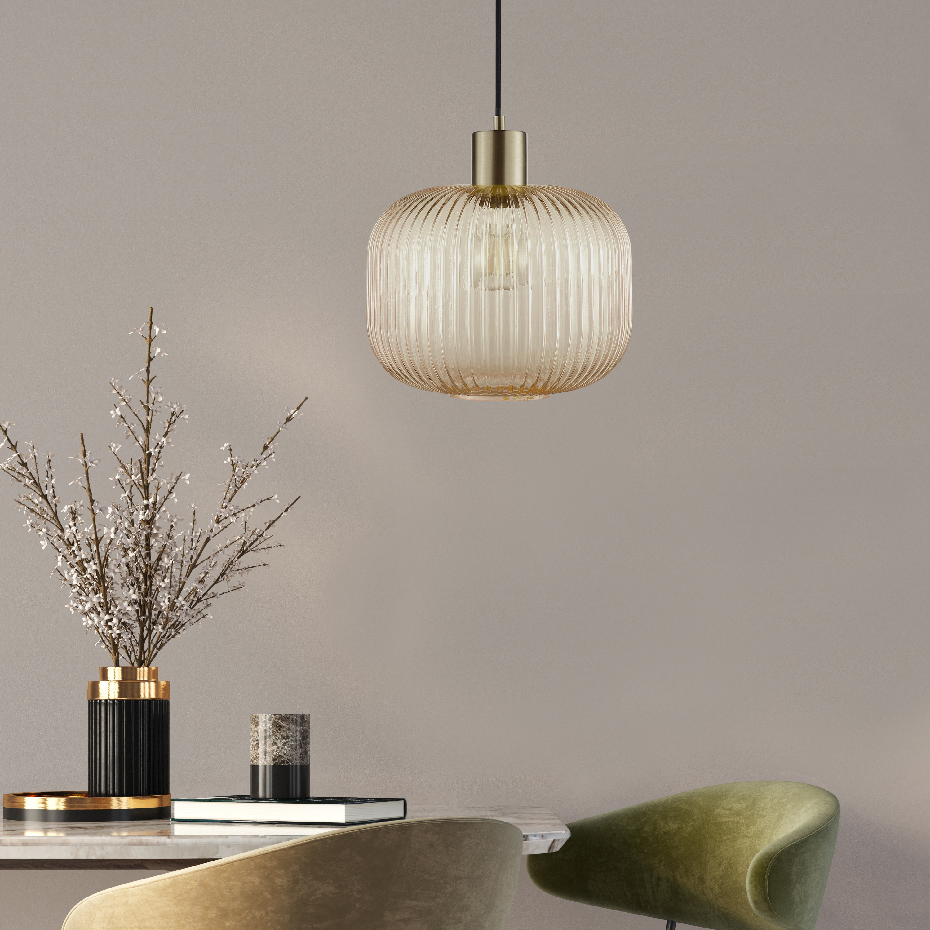 Lampa wisząca Dipsy bursztyn E27 25 cm Inspire - 5