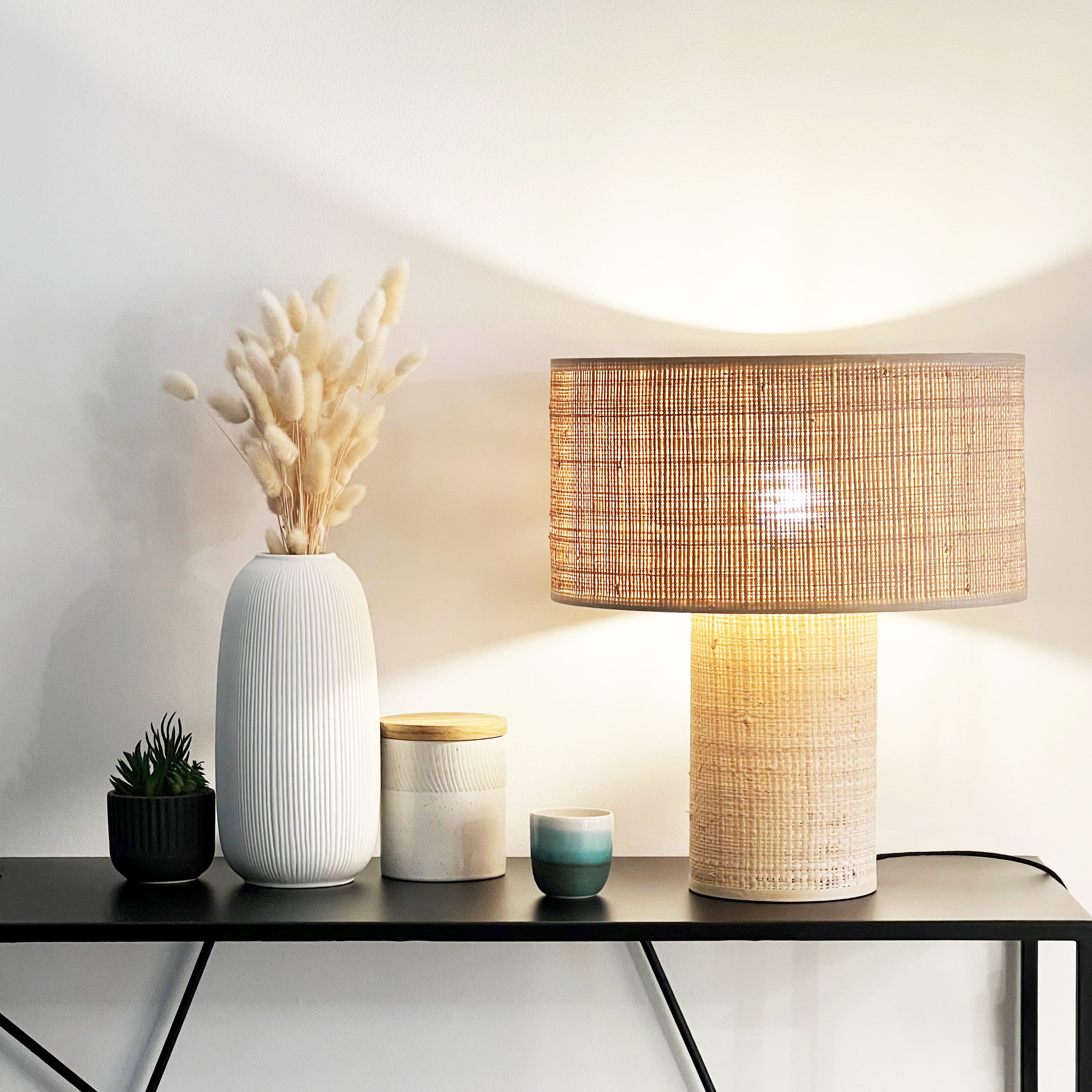 Candeeiro de mesa sem lâmpada E27 d35 35 cm bege Inspire Rafia - 6