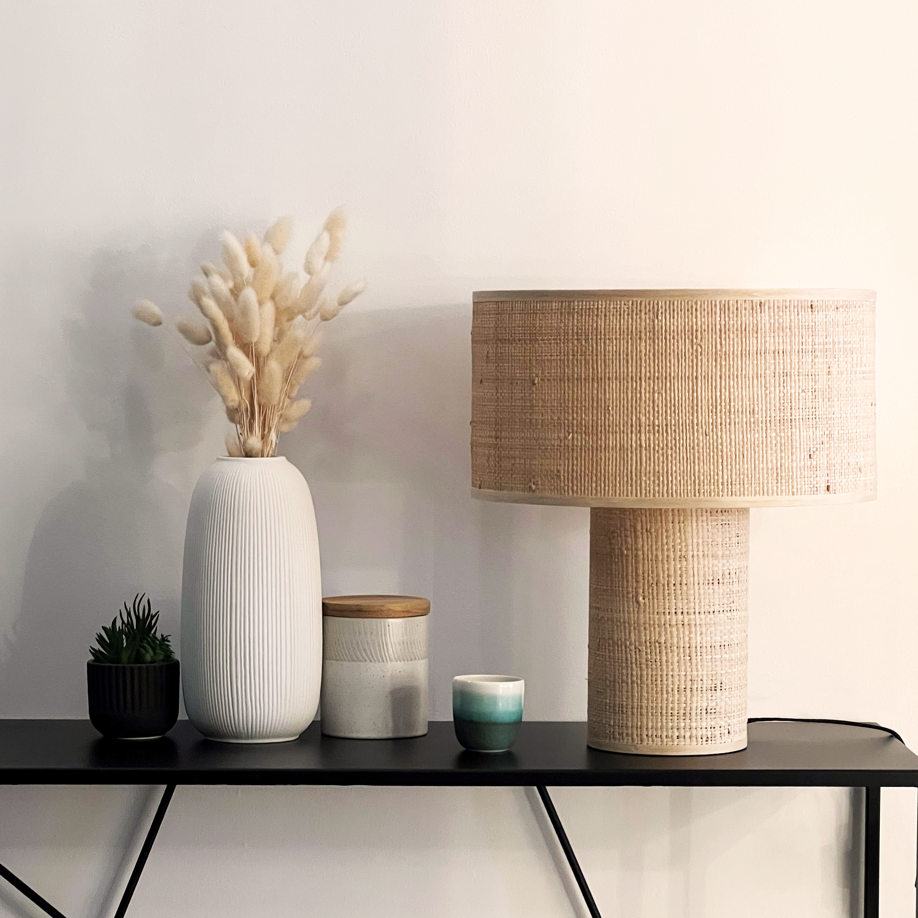 Candeeiro de mesa sem lâmpada E27 d35 35 cm bege Inspire Rafia - 5