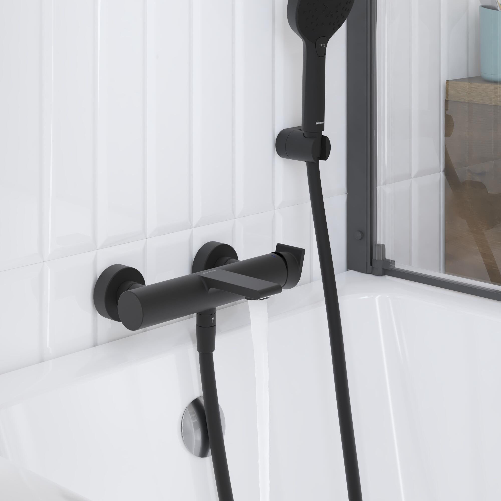 Grifo de bañera monomando SENSEA Cinta negro mate Latón - 8