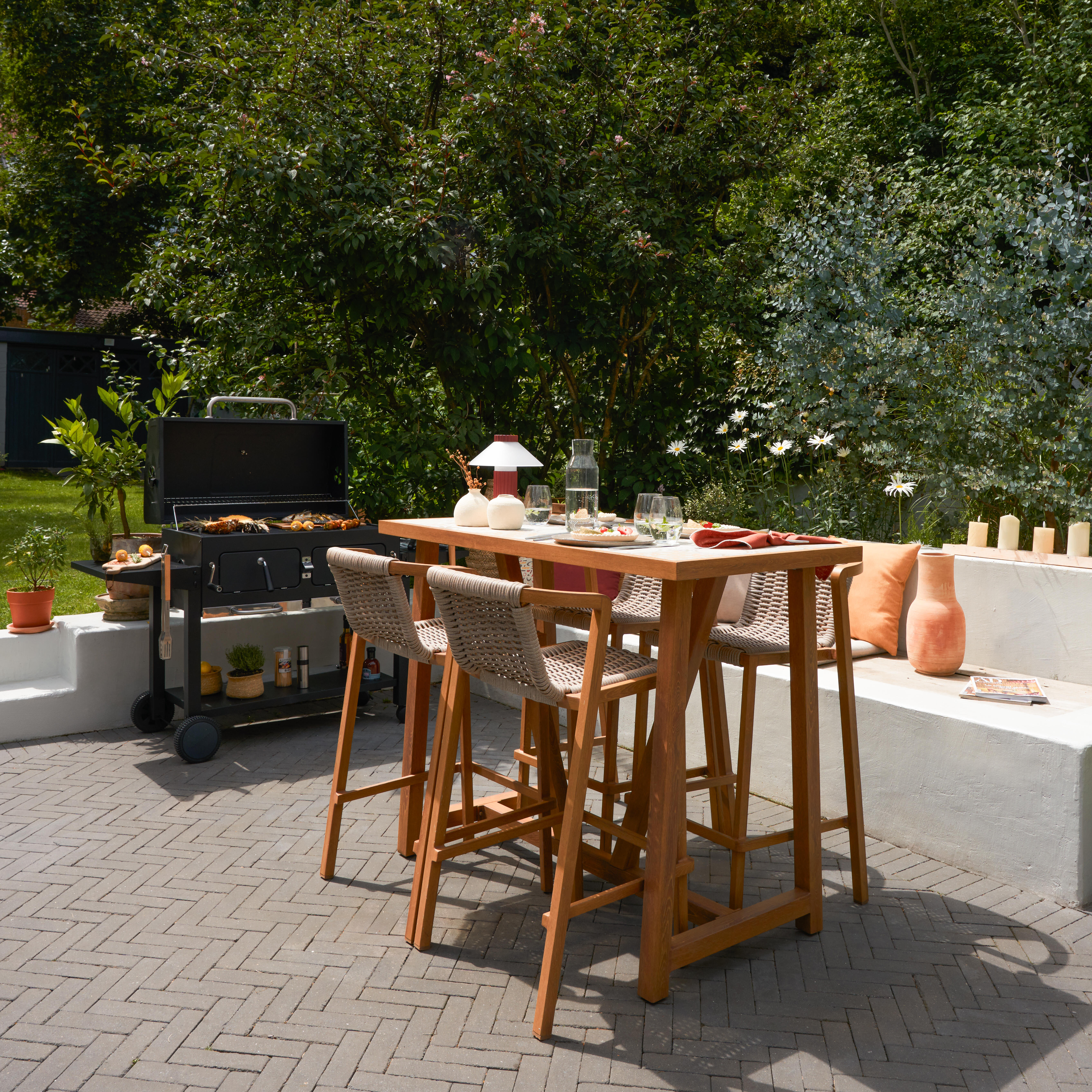 Chaise haute NATERIAL Gaia en aluminium et résine effet naturel - 3