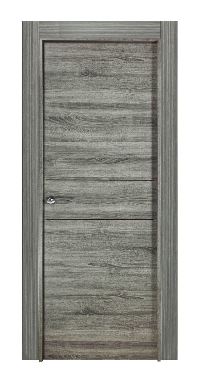 PUERTA INTERIOR EN BLOCK MELAMINA GRIS T CIEGA 60.5CM DERECHA