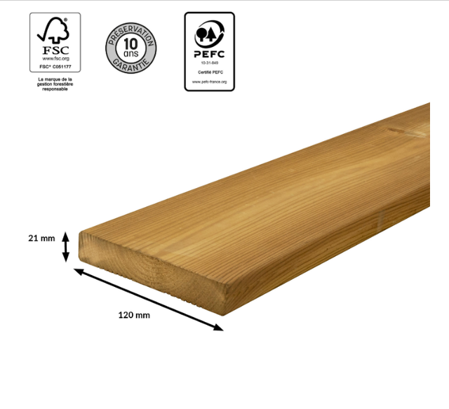 Deck madeira pinho classe 4 verde  240x12 cm 21 mm Isb