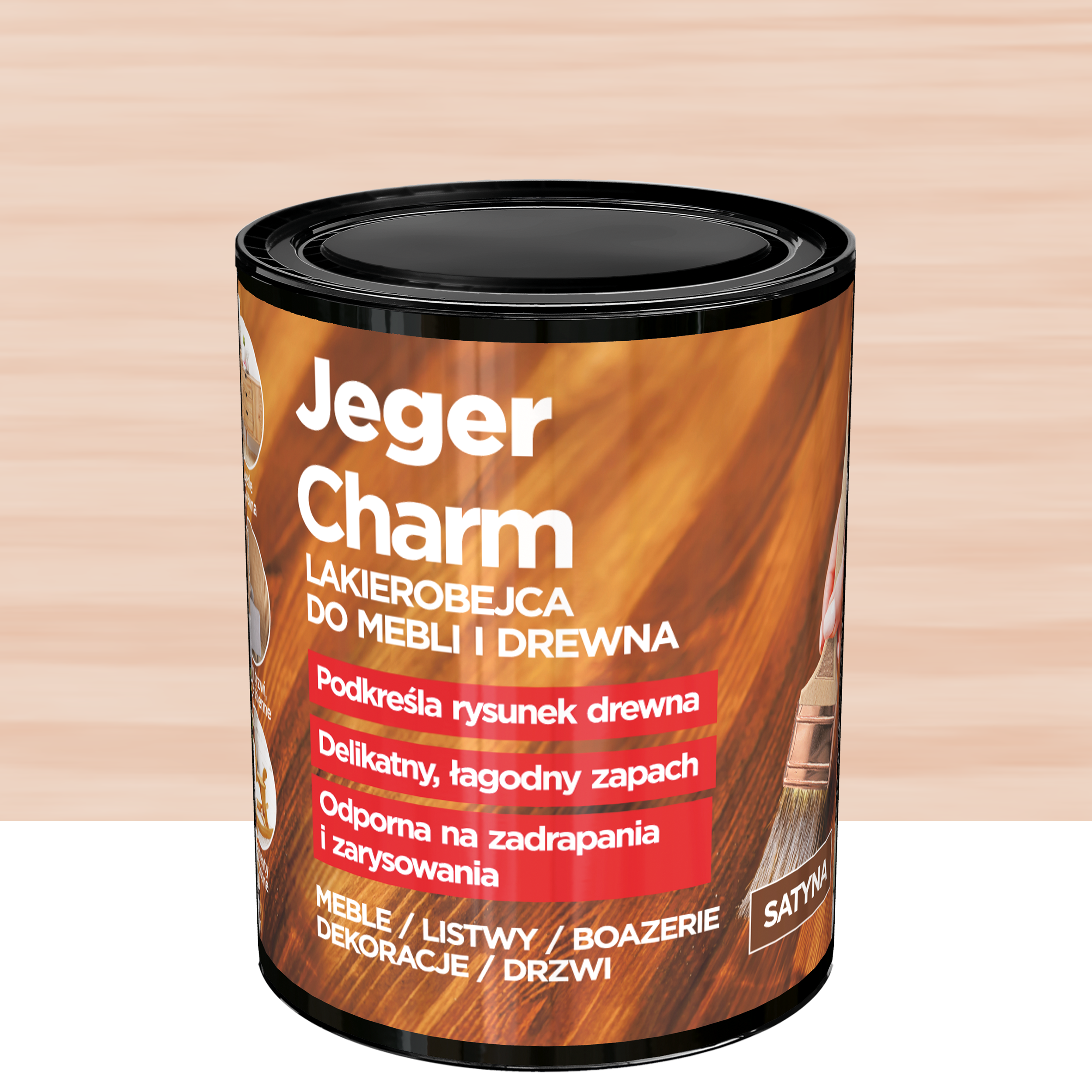 Lakierobejca do mebli i drewna Charm pudrowy róż satyna 0.75 l Jeger