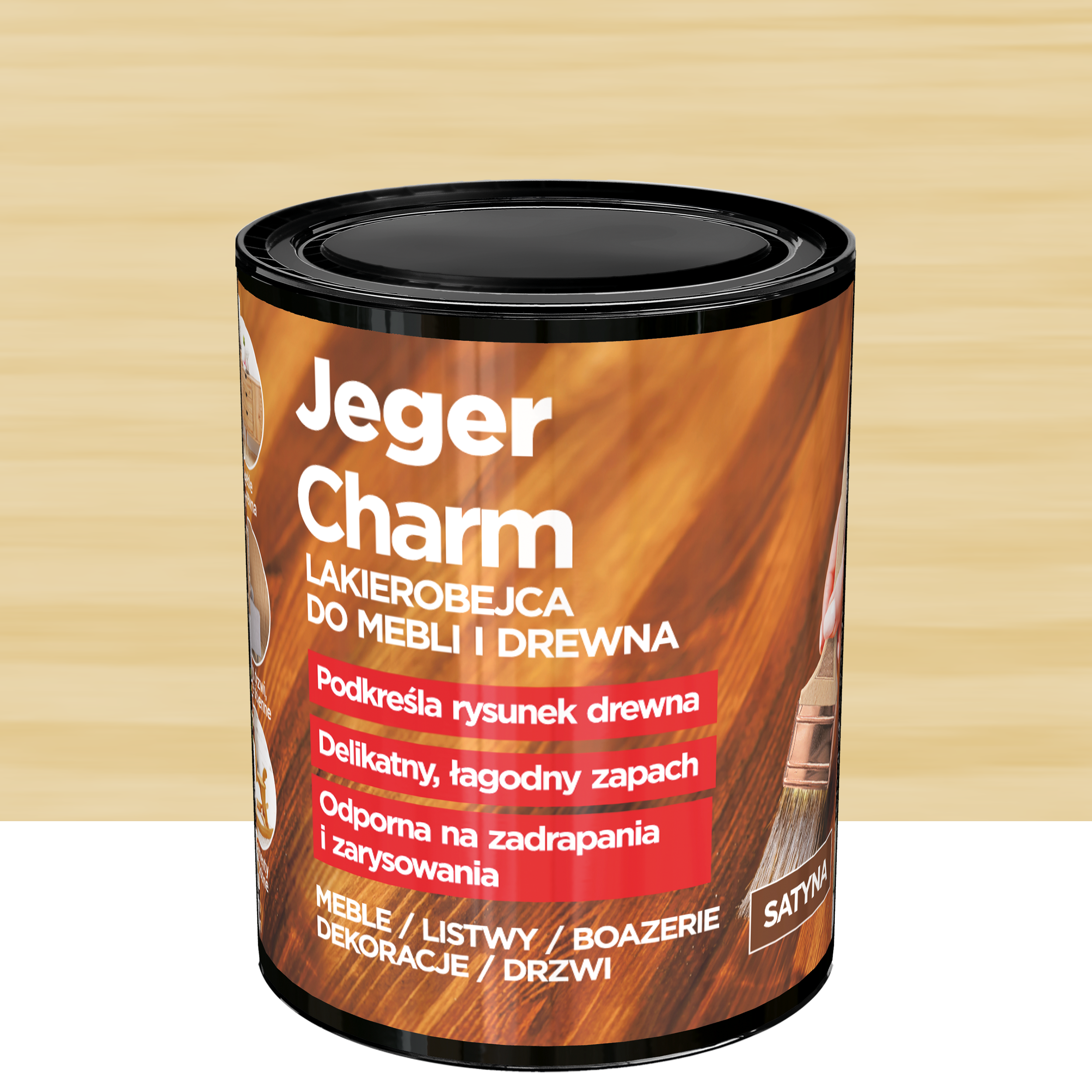 Lakierobejca do mebli i drewna Charm słoneczny satyna 0.75 l Jeger