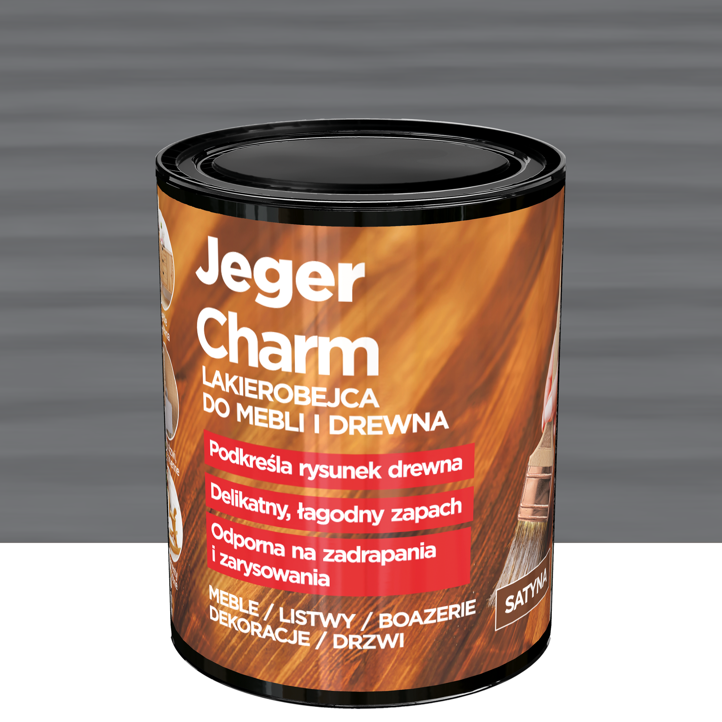 Lakierobejca do mebli i drewna Charm szary satyna 0.75 l Jeger