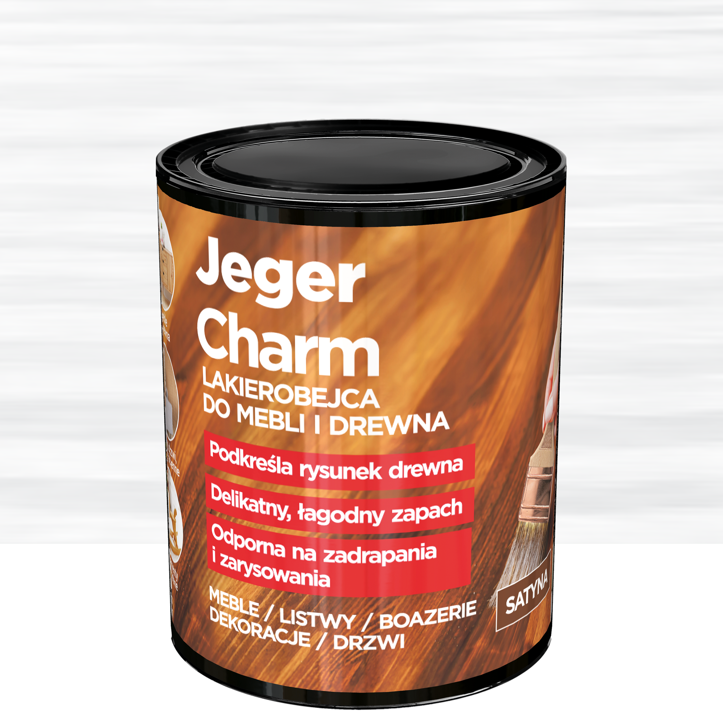 Lakierobejca do mebli i drewna Charm biały satyna 0.75 l Jeger
