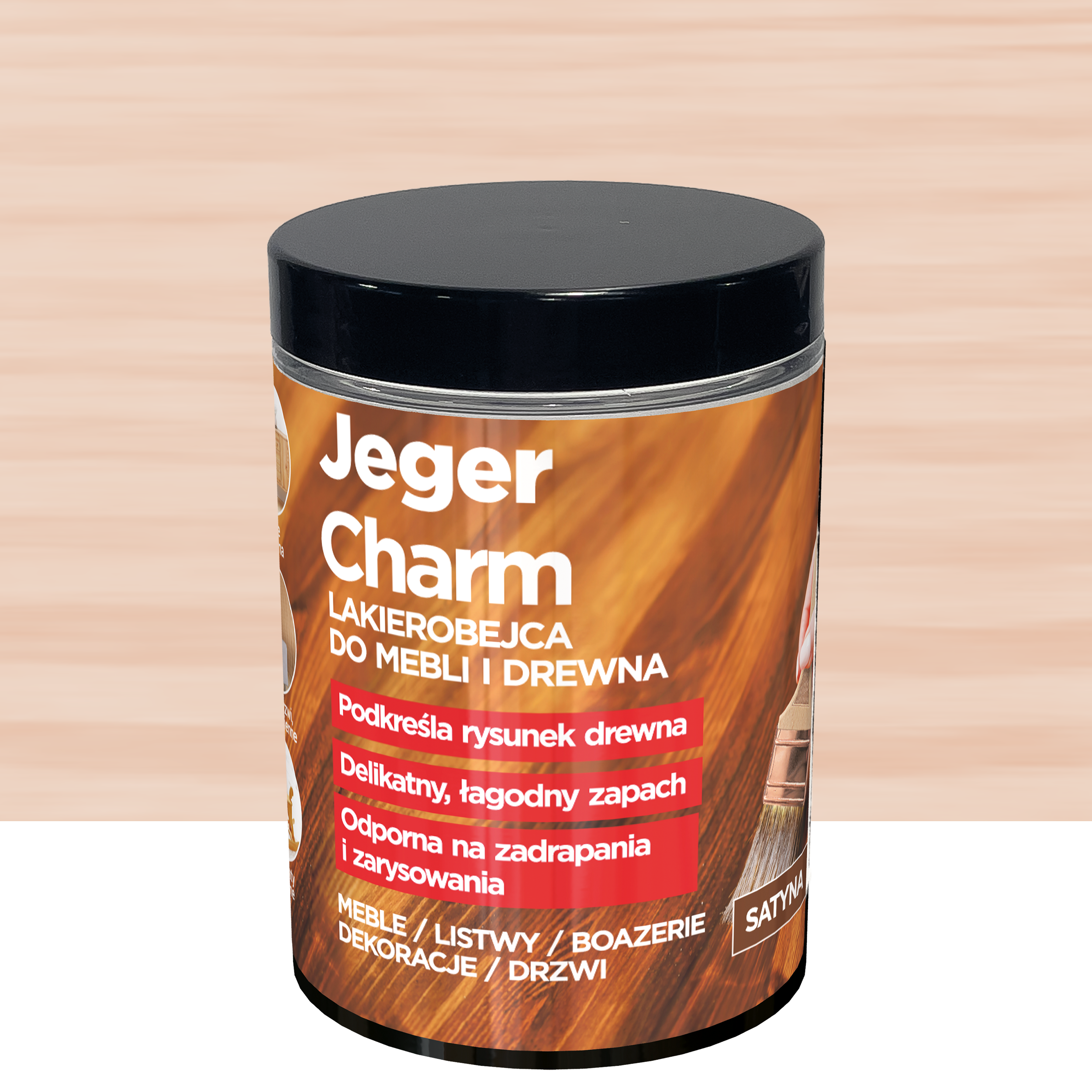 Lakierobejca do mebli i drewna Charm pudrowy róż satyna 0.2 l Jeger