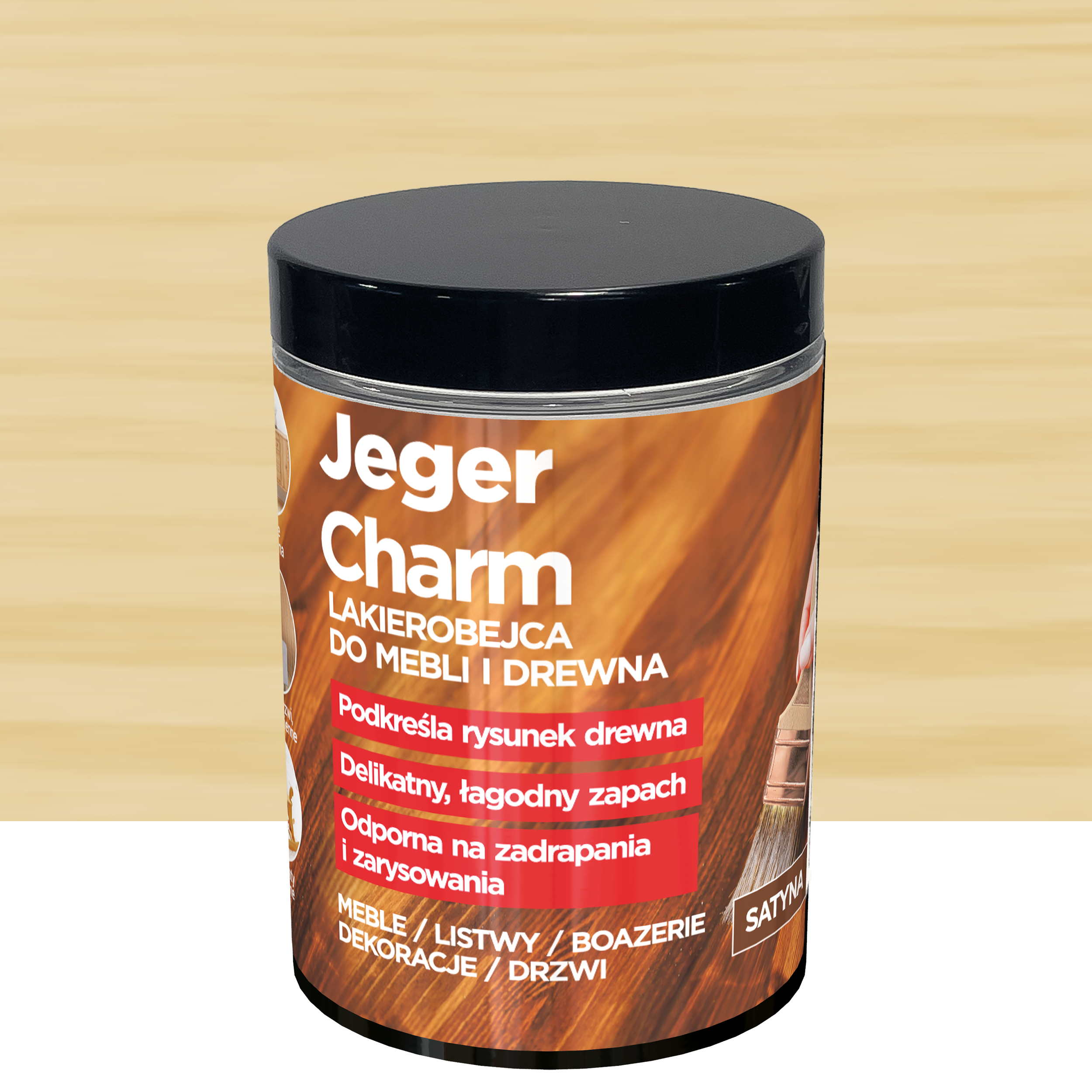 Lakierobejca do mebli i drewna Charm słoneczny satyna 0.2 l Jeger