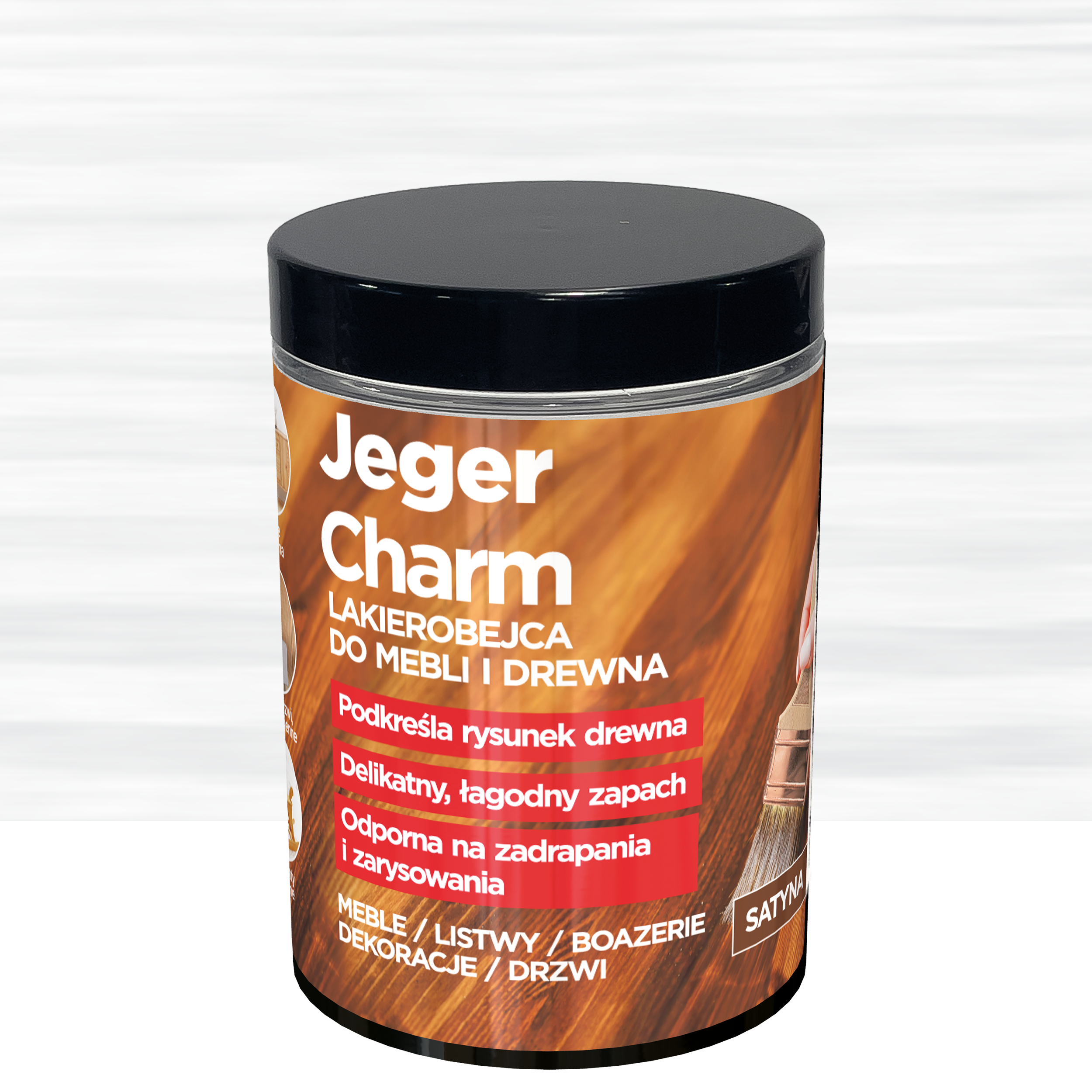 Lakierobejca do mebli i drewna Charm biały satyna 0.2 l Jeger