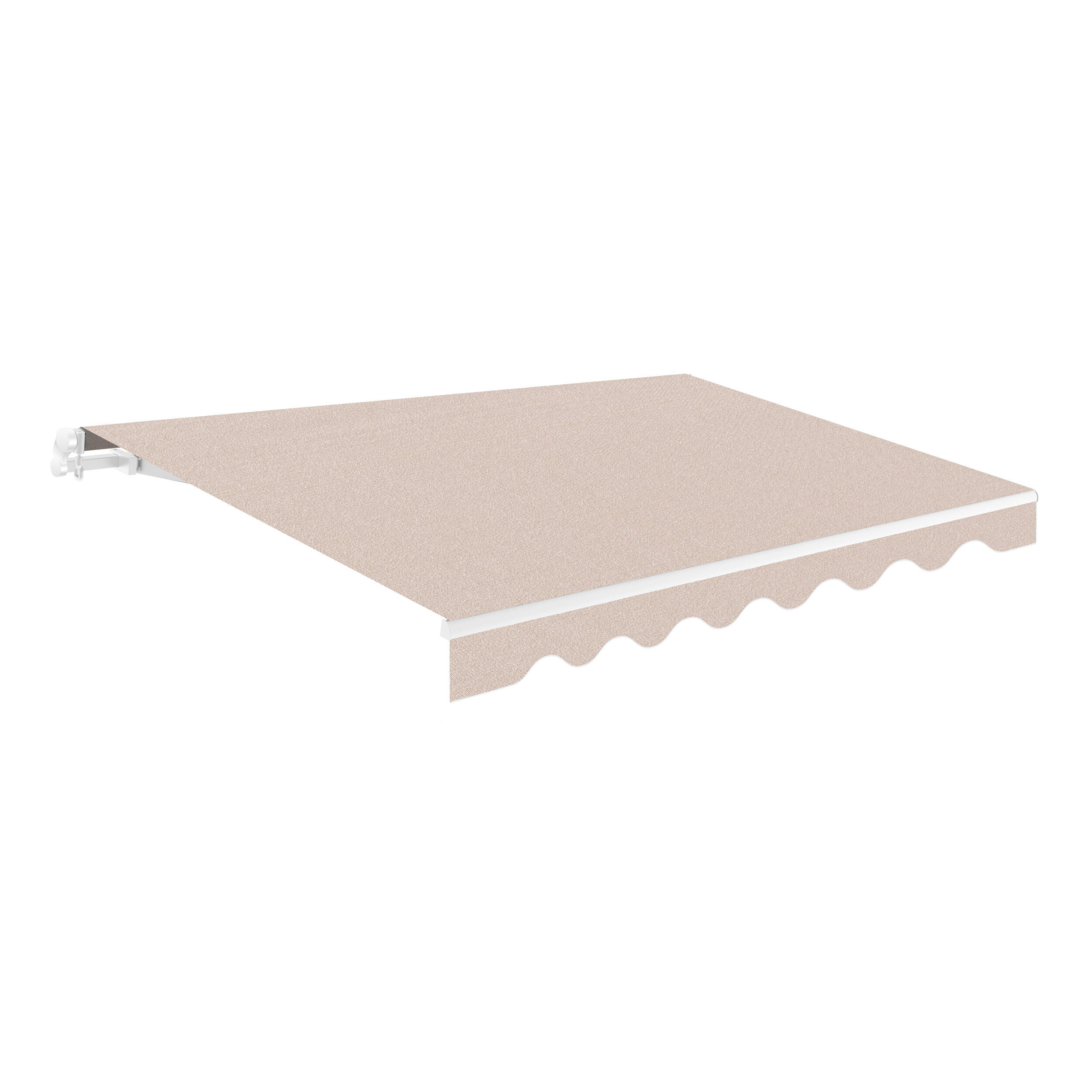 Toldo brazo extensible terraza kronos manual blanco y tela beige 3x2,5m