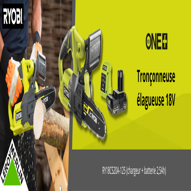 Tronçonneuse élagueuse sur batterie RYOBI Ry18cs20a-125 18 V, guide de 20 cm