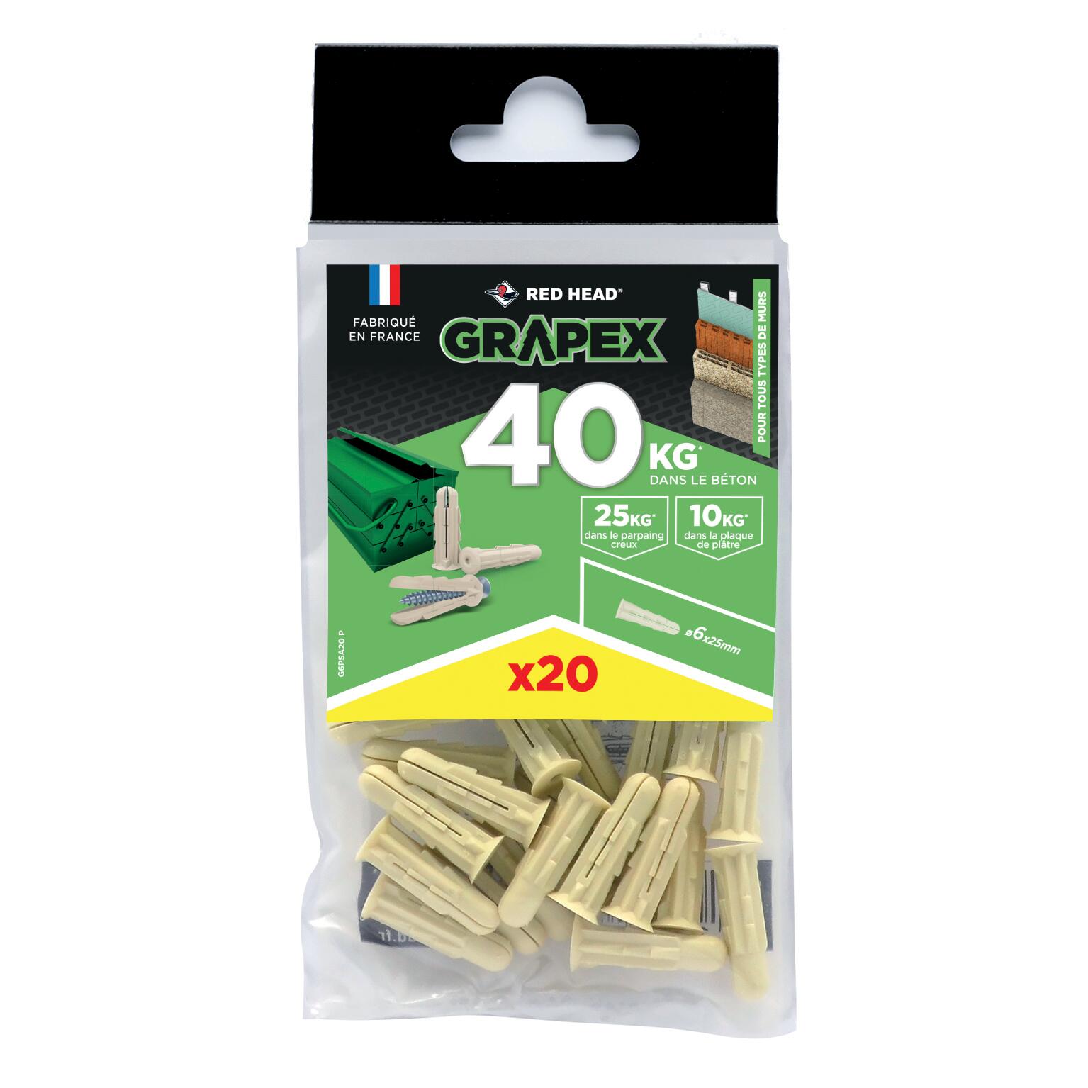 Cheville grapex G6PSA20 P RED HEAD, Ø6 x L.25 mm | Leroy Merlin