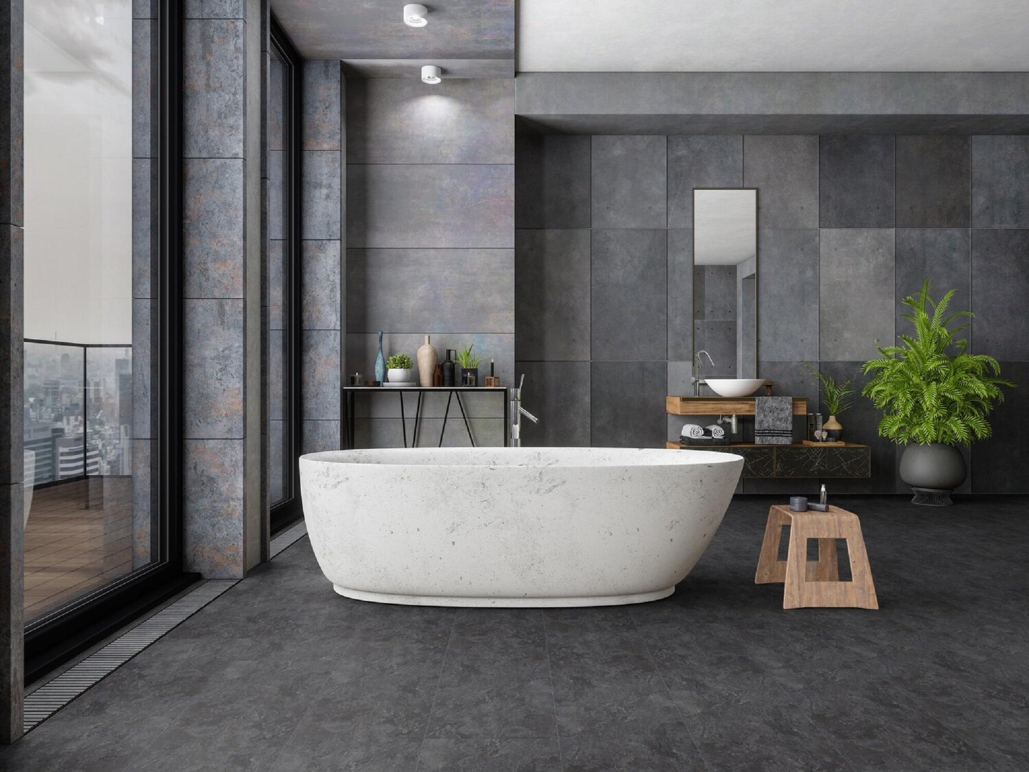 Suelo vinílico autoad medio Classic V Style efecto piedra antracita GERFLOR - 6