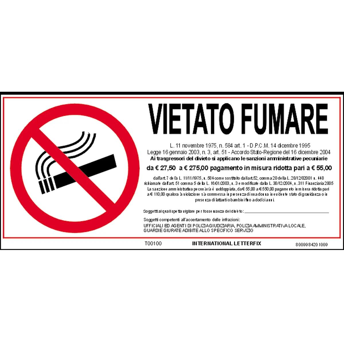 Cartello "Vietato Fumare" Per Aziende 20x30 Cm In PVC - Segnaletica Chiara E Resistente
