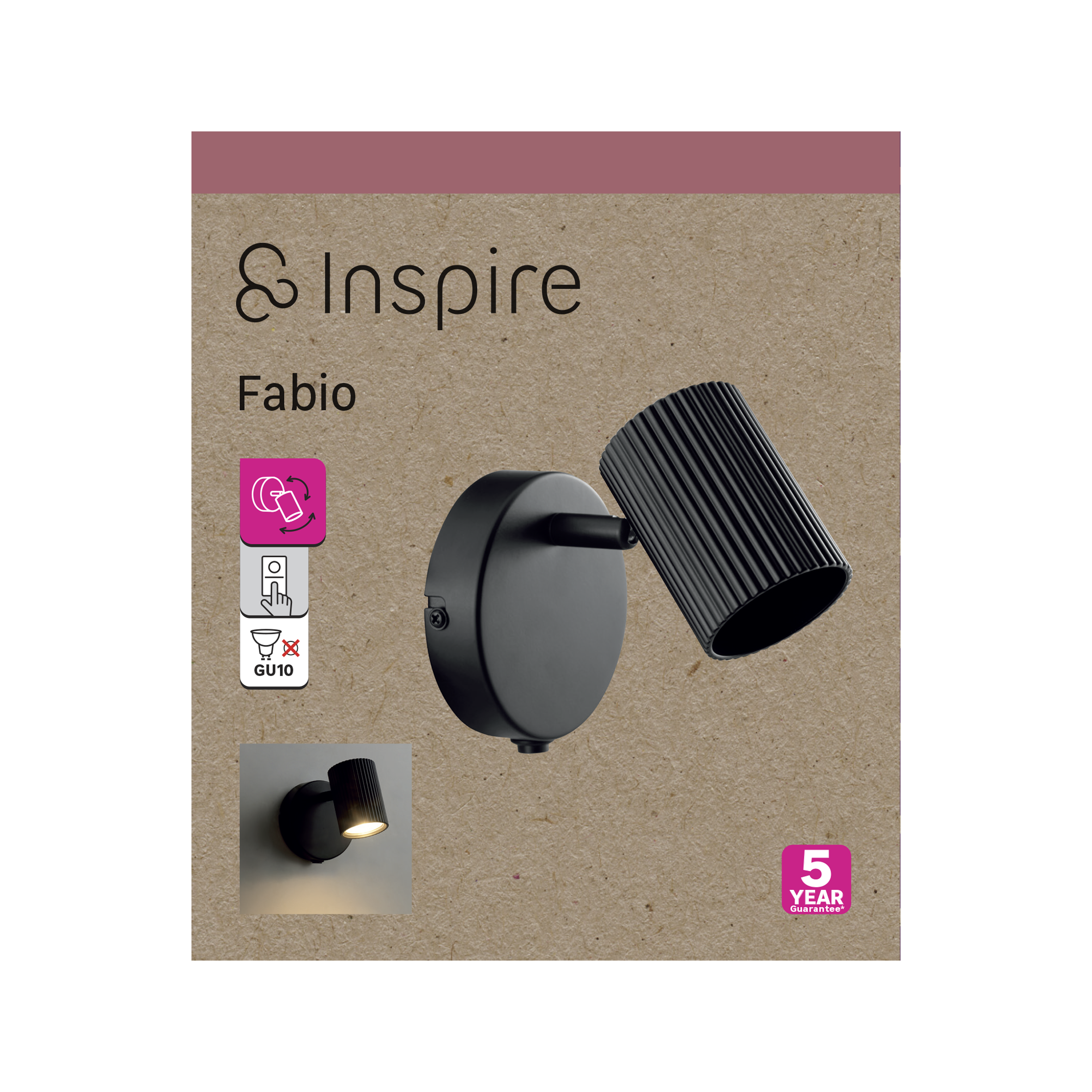Projetor sem fonte de luz GU10 d6 10.5 cm preto Inspire Fabio - 8