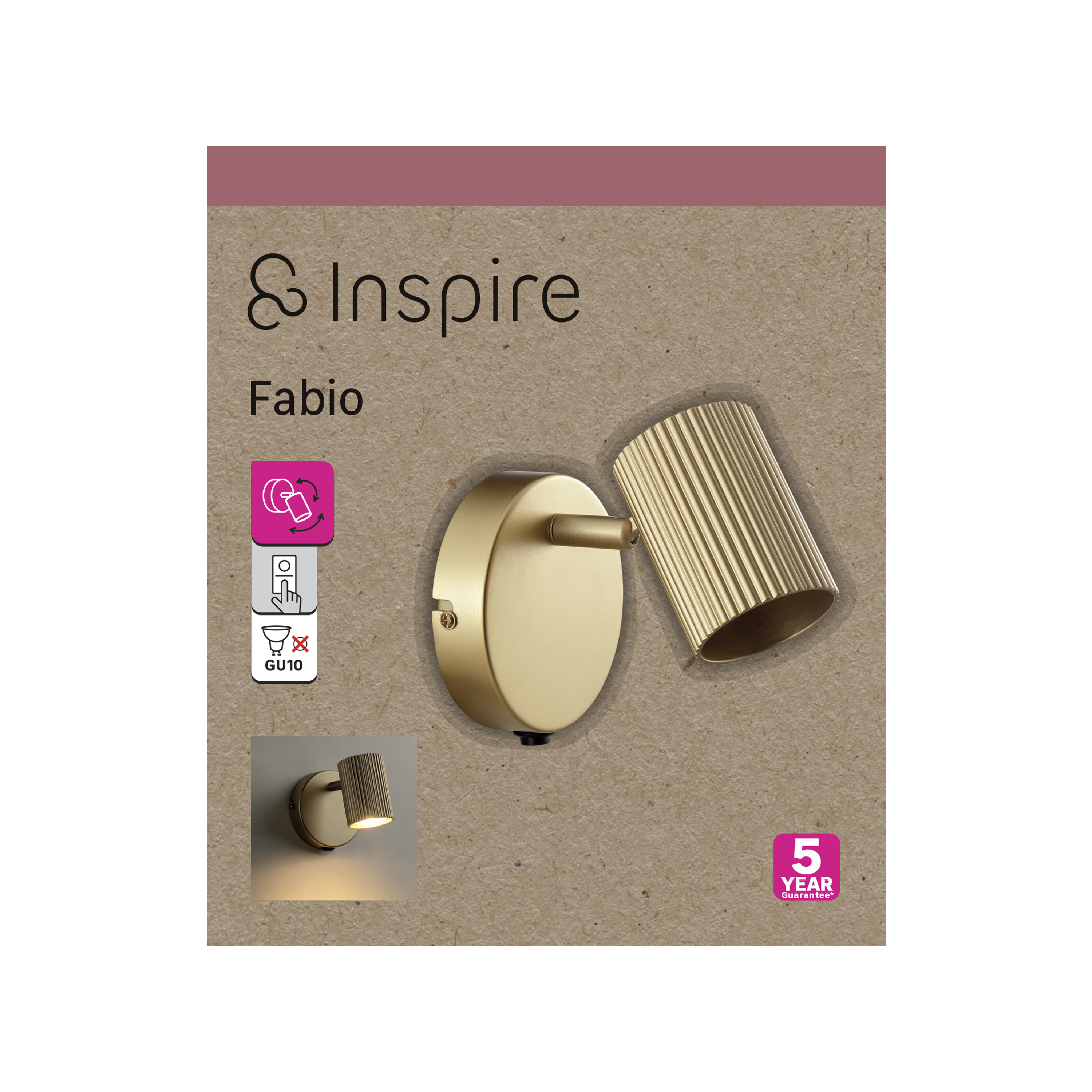 Faretto decorativo senza fonte luminosa FABIO in acciaio dorato GU10 INSPIRE - 13