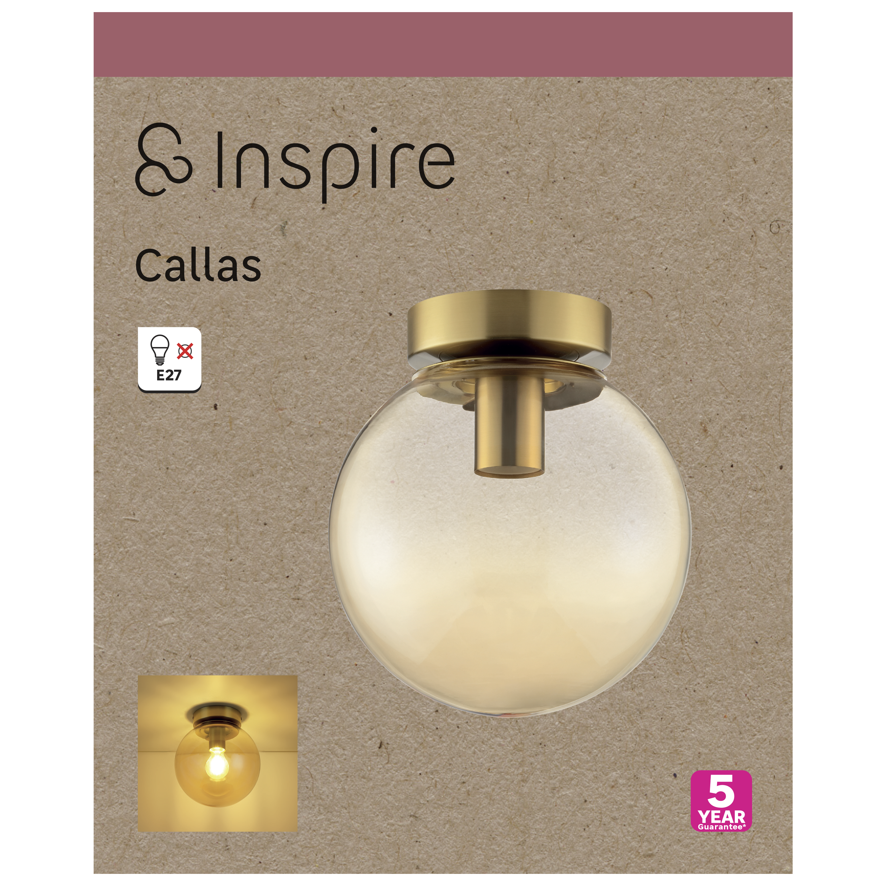 Lampa sufitowa Callas bursztyn E27 Inspire - 14