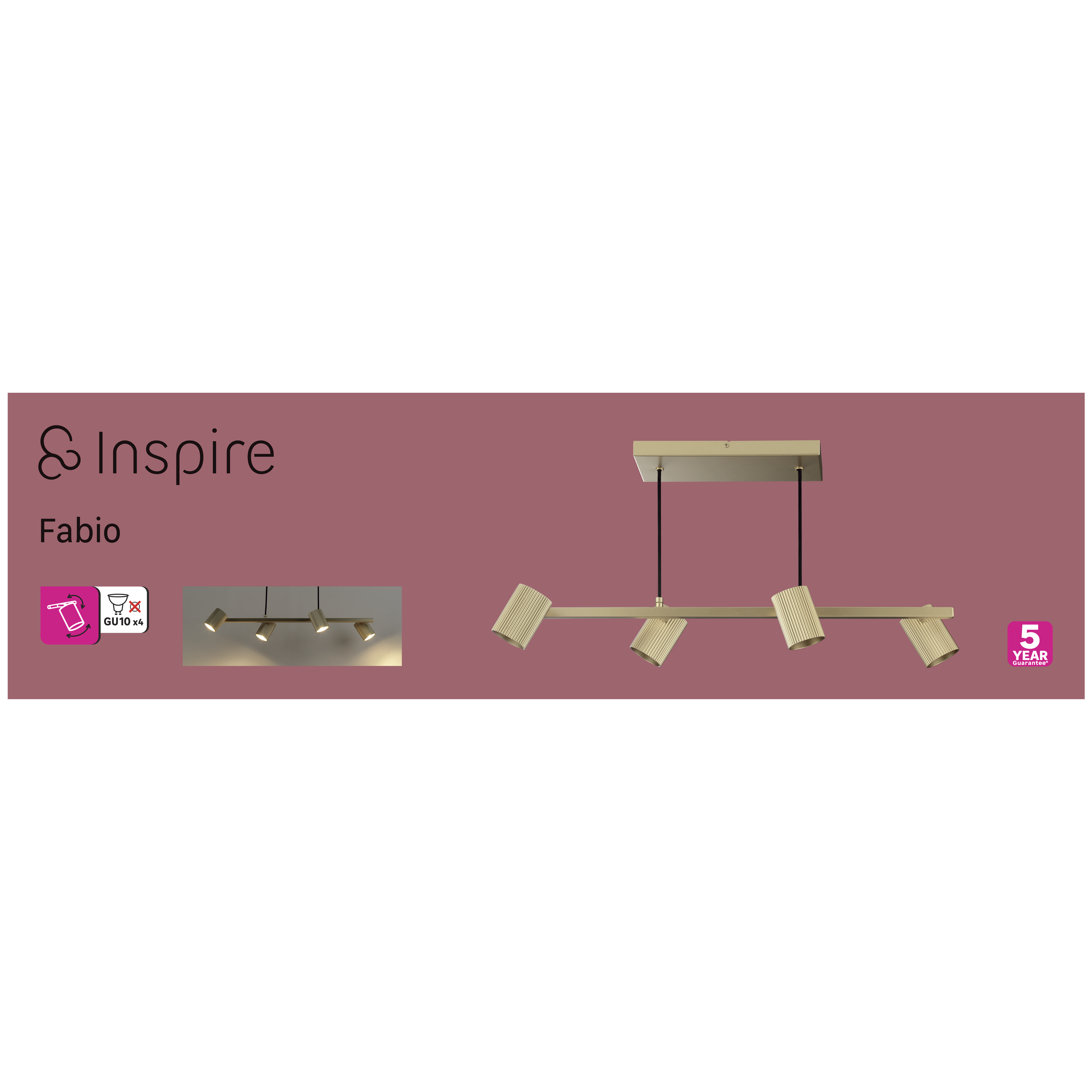Lampa wisząca Fabio złota 4 x GU10 Inspire - 19