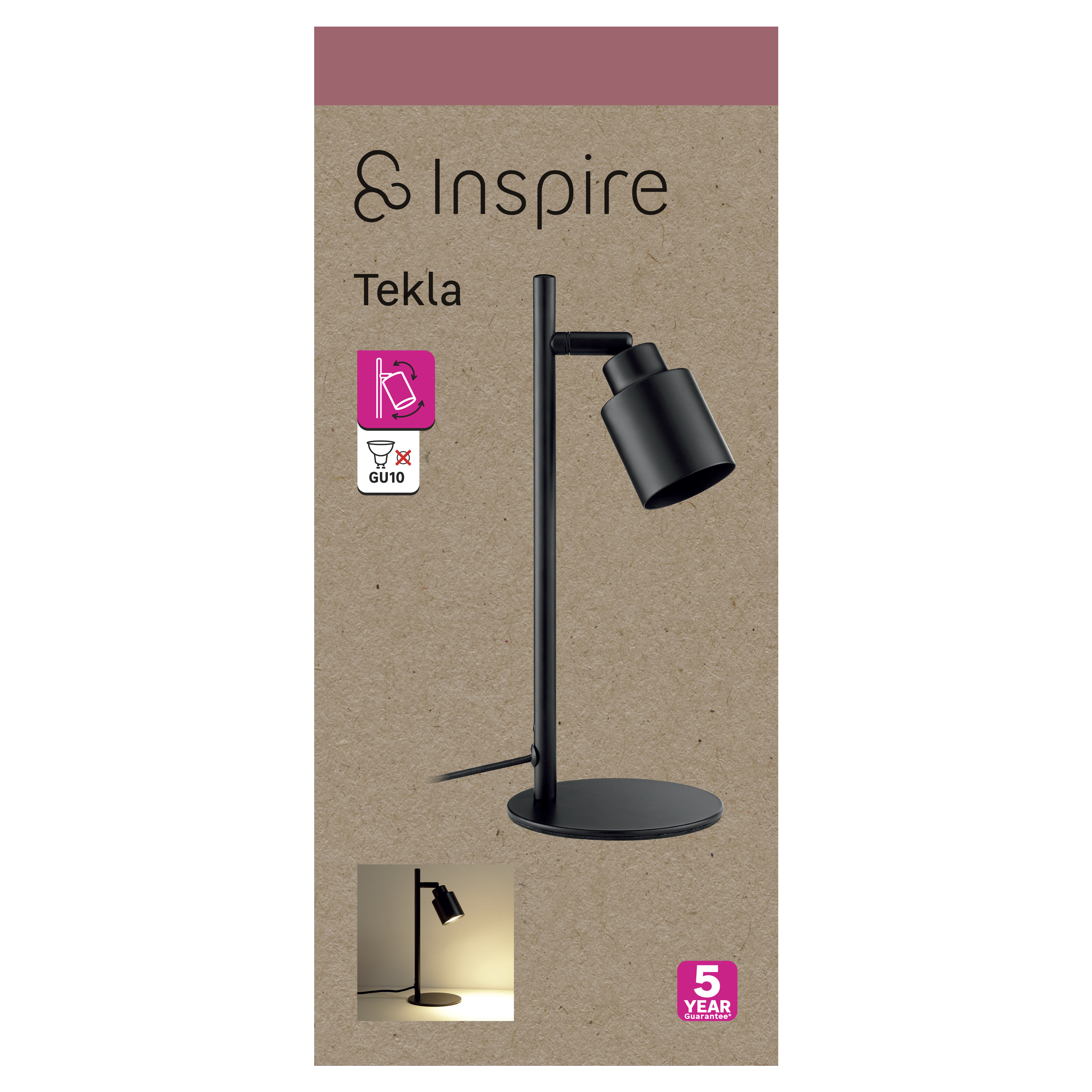 Lampe, acier, blanc, H.29.5 cm INSPIRE, GU10 - 10