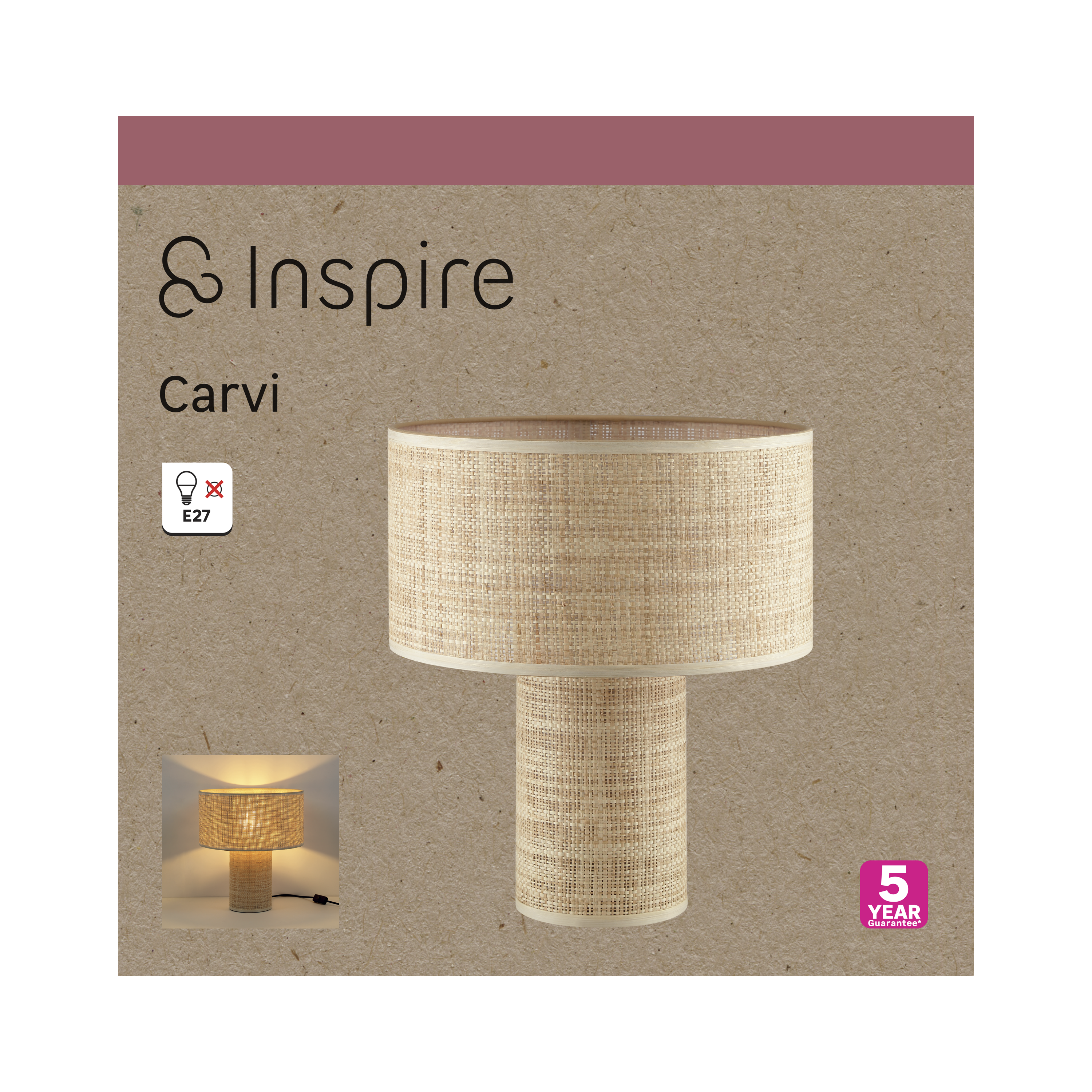 Candeeiro de mesa sem lâmpada E27 d35 35 cm bege Inspire Rafia - 13