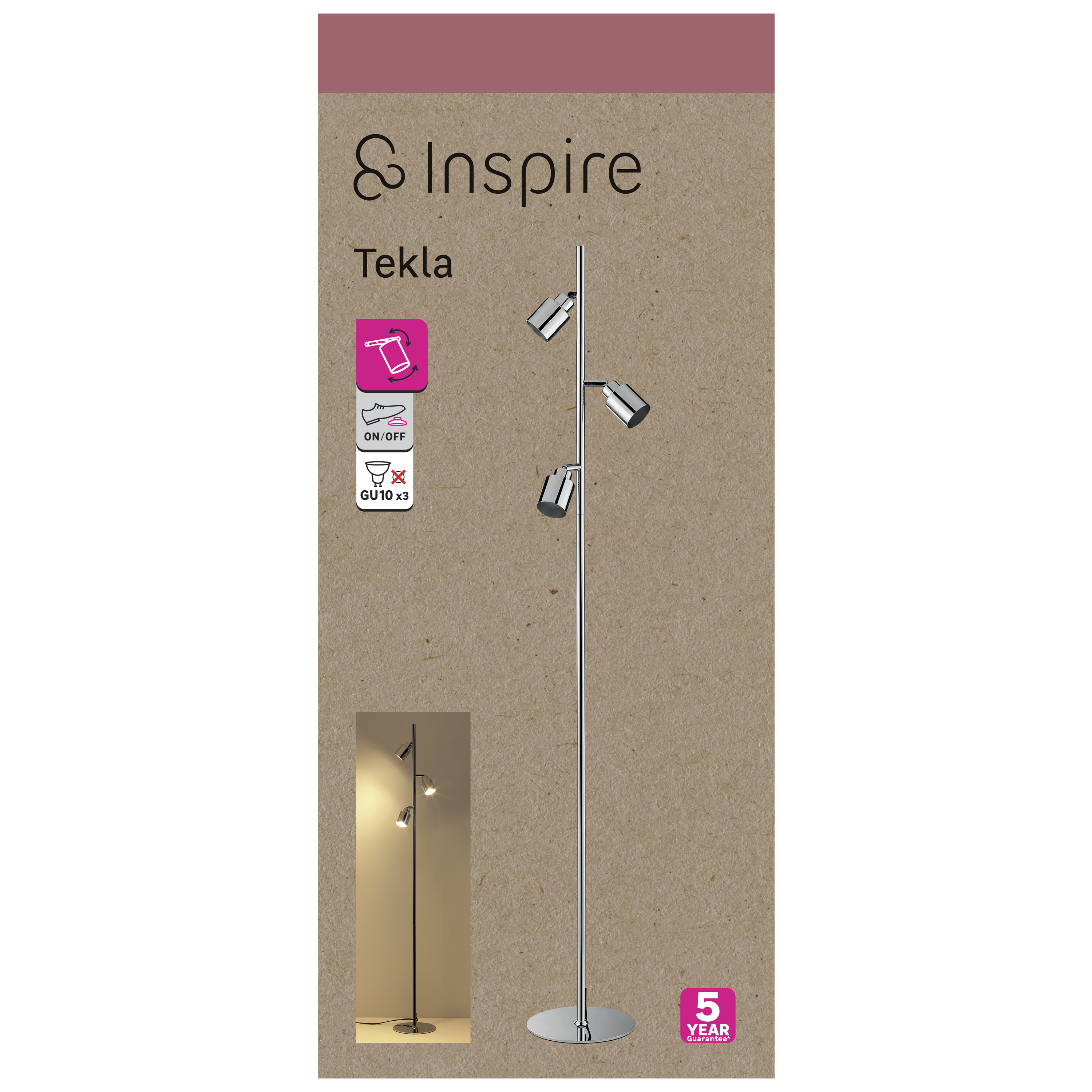 Lampa podłogowa Tekla chrom 3 x GU10 Inspire - 16