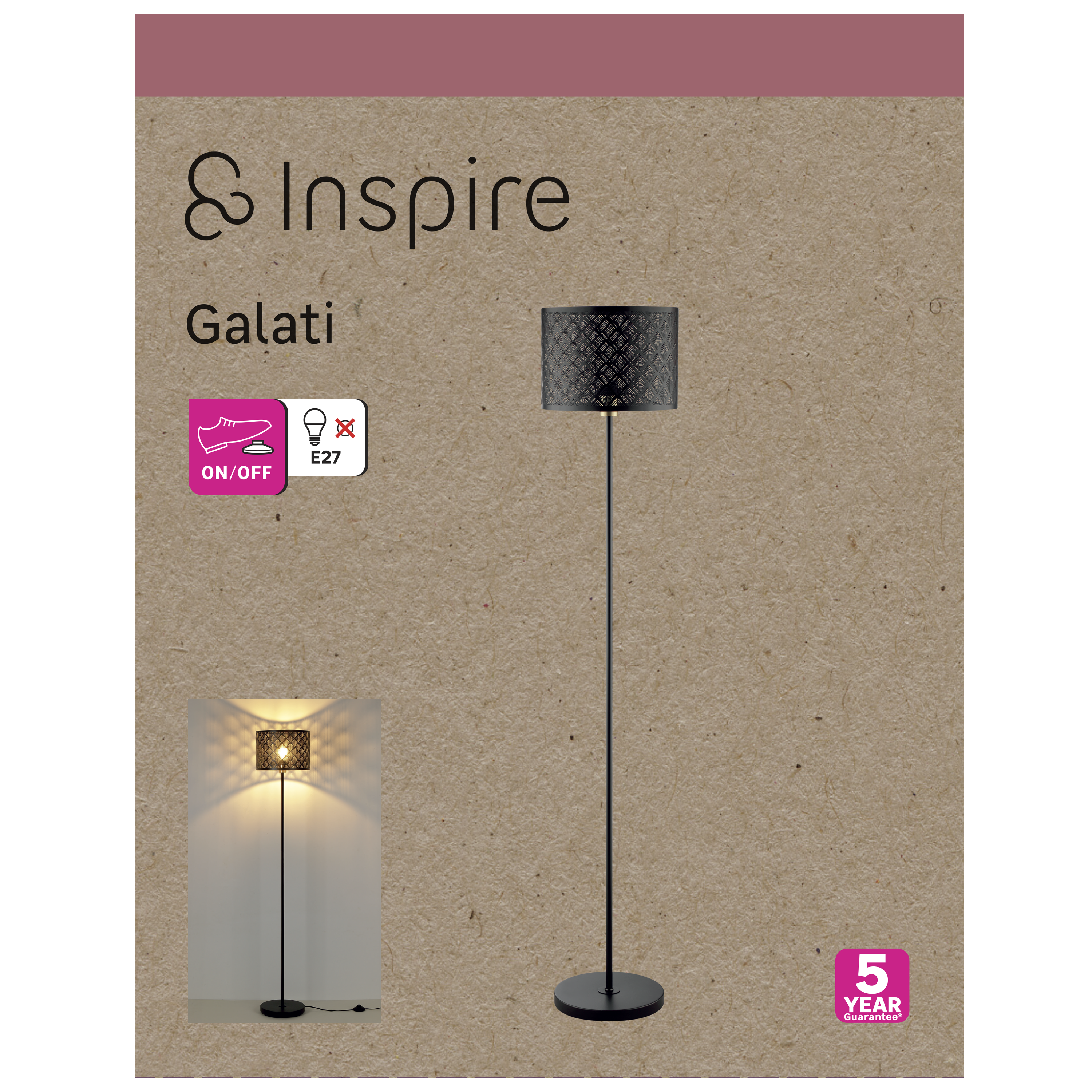 Lampa podłogowa Galati czarna E27 Inspire - 18