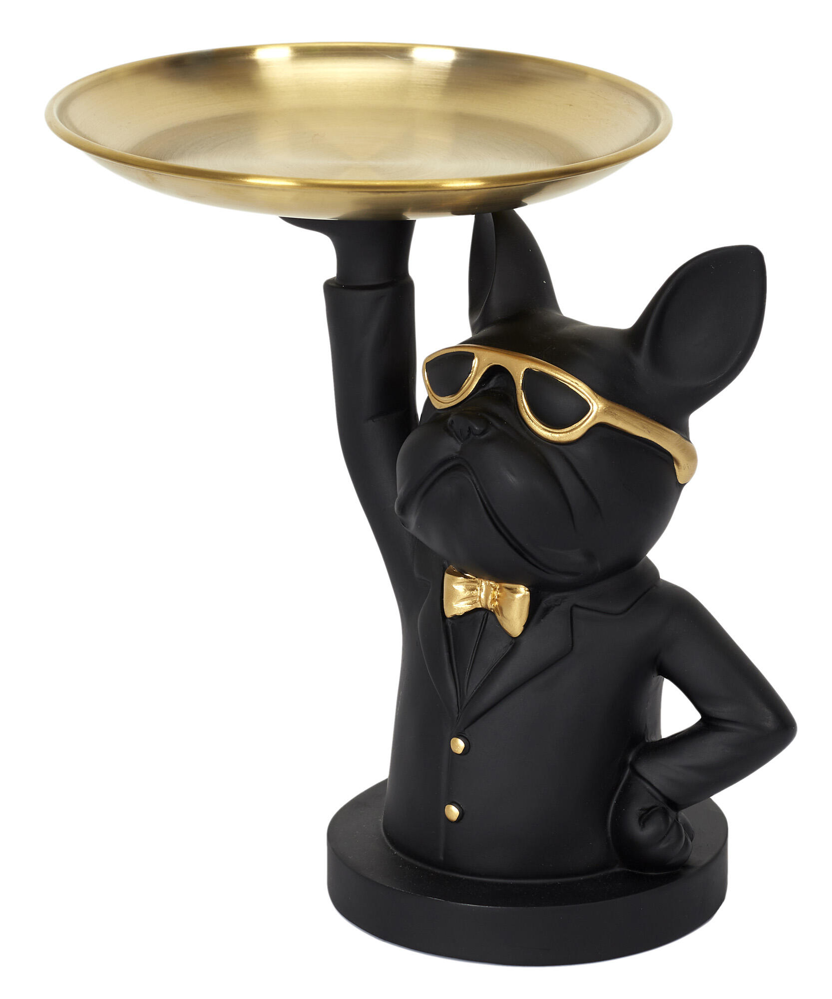 Escultura buldog negro 21x21 cm para decorar