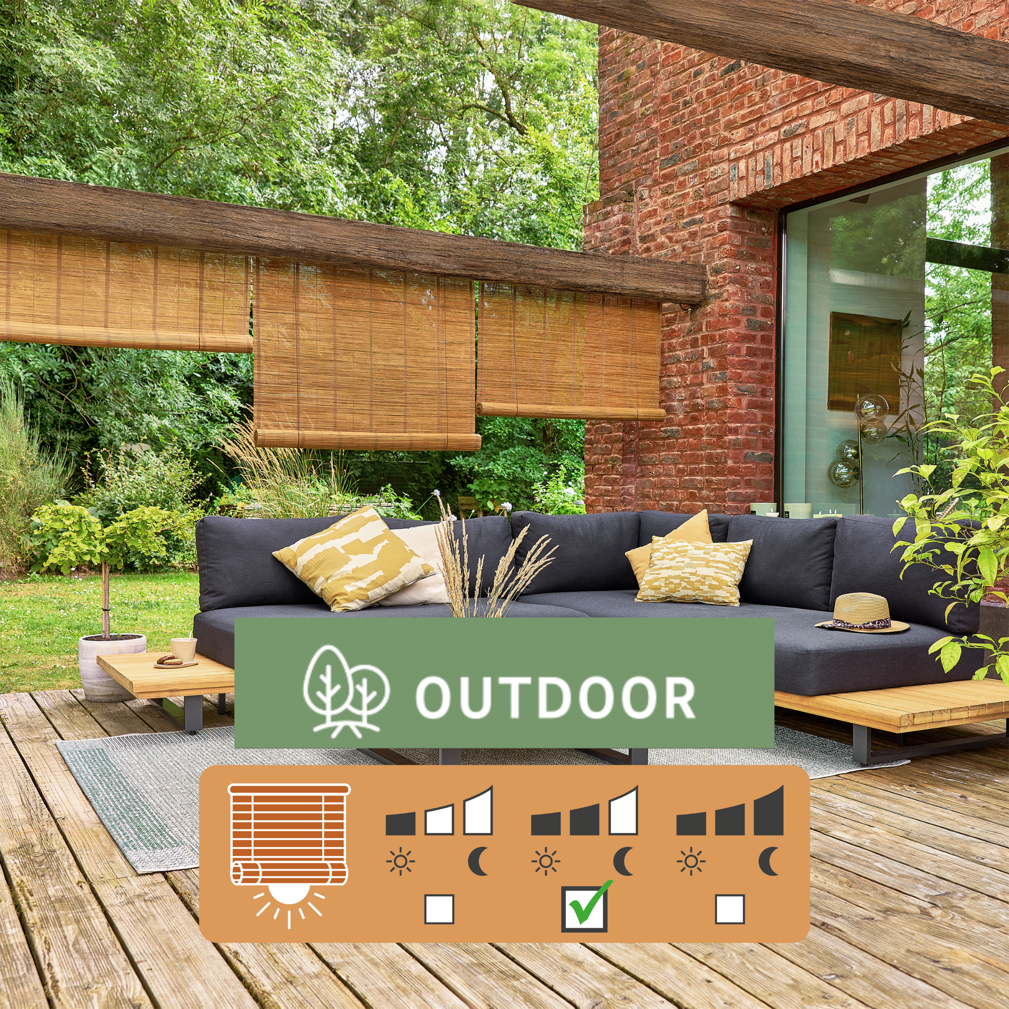 Persiana de bambú para exteriores con filtro Kripa - 1