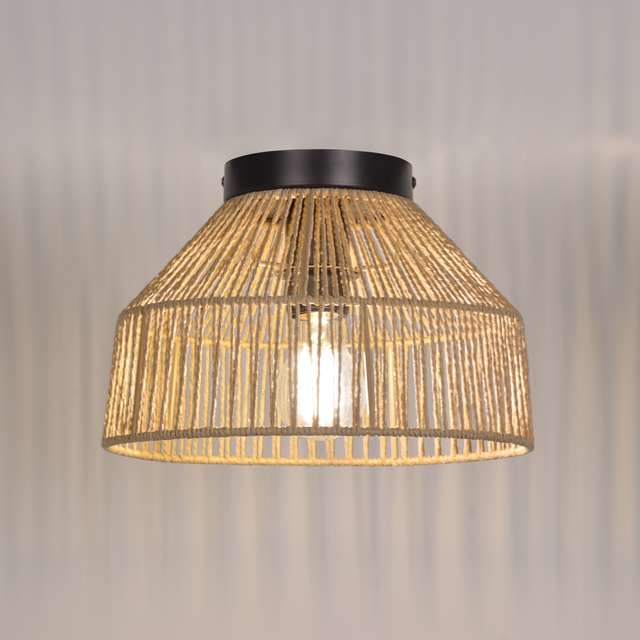 Plafonnier E27, corde, beige Mikona D.28 cm INSPIRE