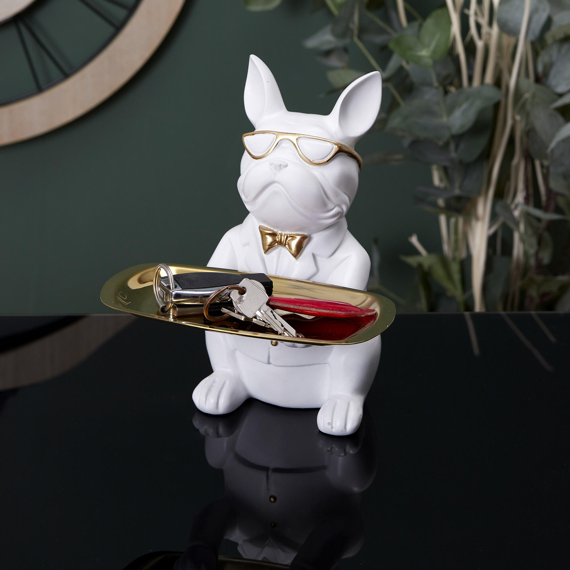 Escultura bulldog blanco 22,7x17,5 cm